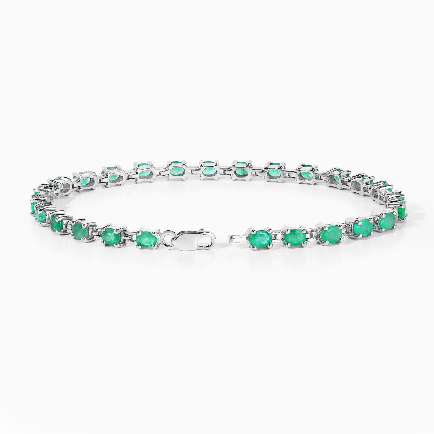 3.64 Carat Genuine Emerald .925 Sterling Silver Bracelet