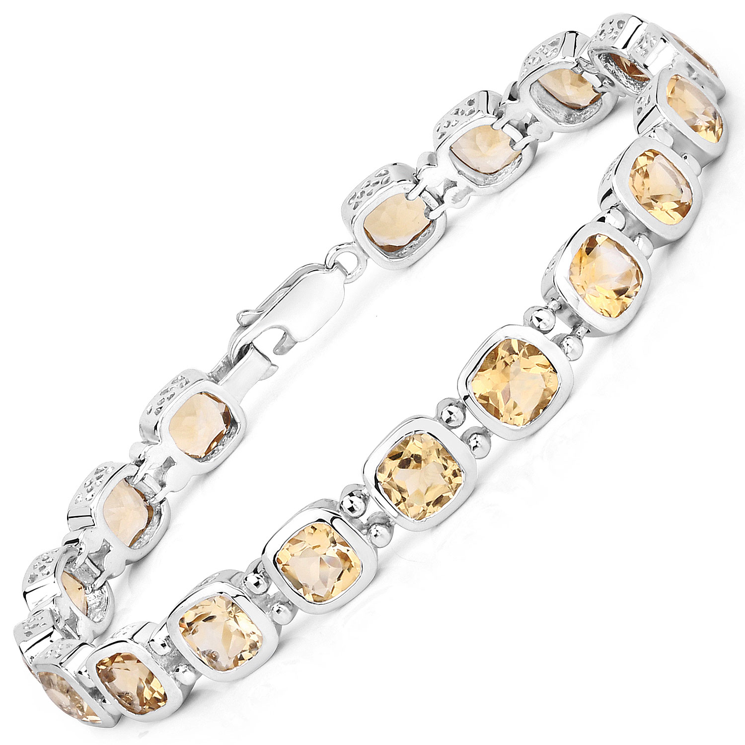 12.96 Carat Genuine Citrine .925 Sterling Silver Bracelet
