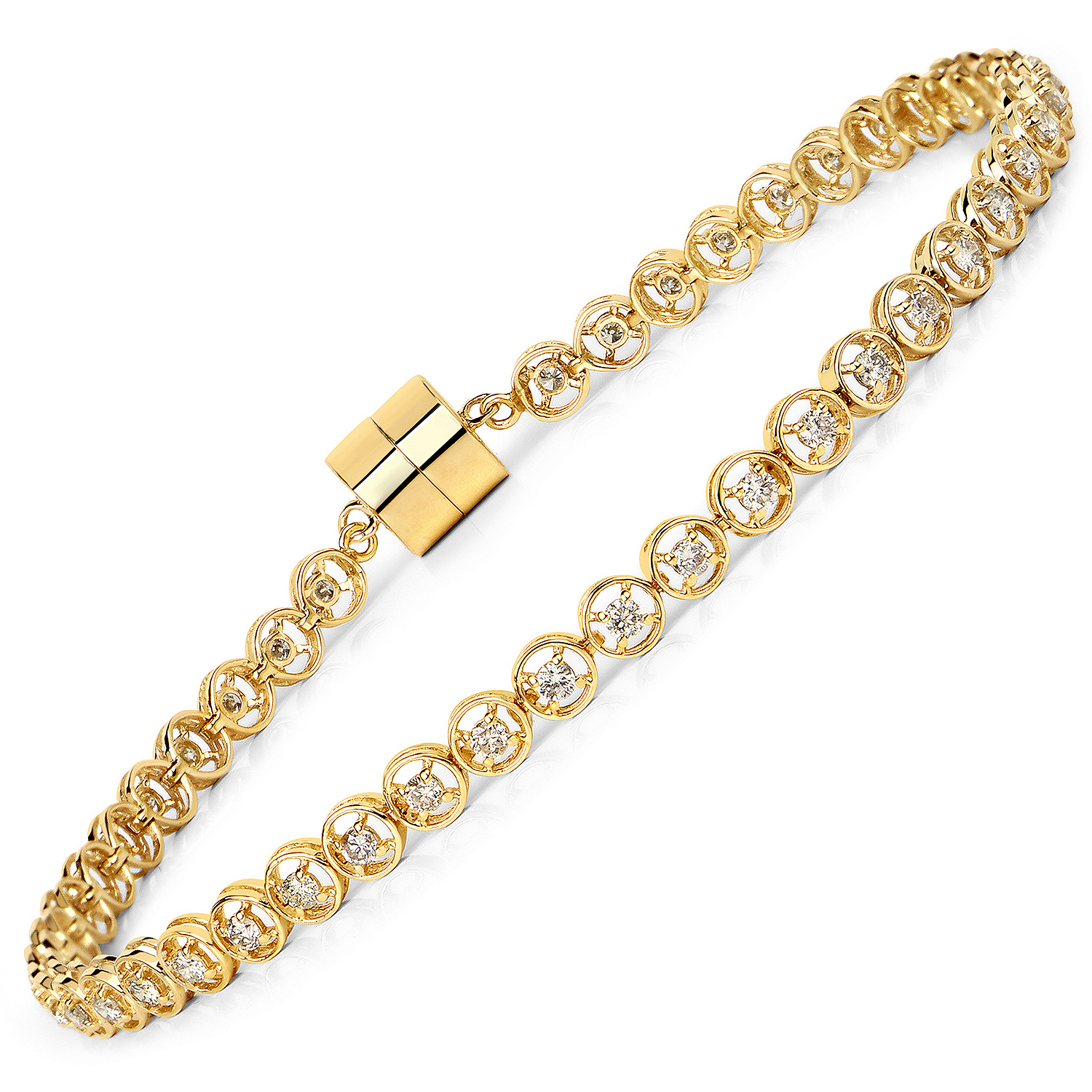 1.00 Carat Genuine Diamond 10K Yellow Gold Bracelet