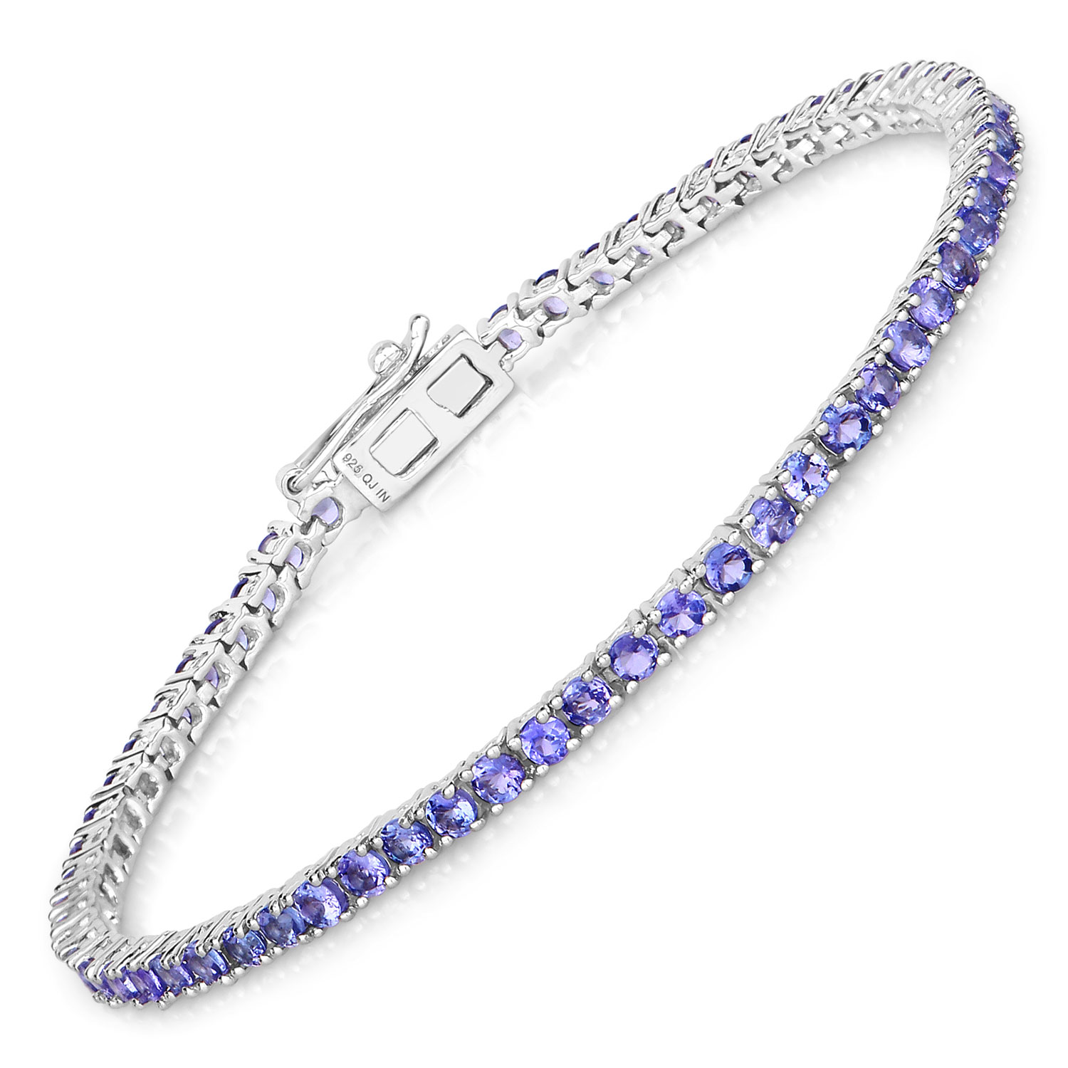 4.34 Carat Genuine Tanzanite .925 Sterling Silver Bracelet