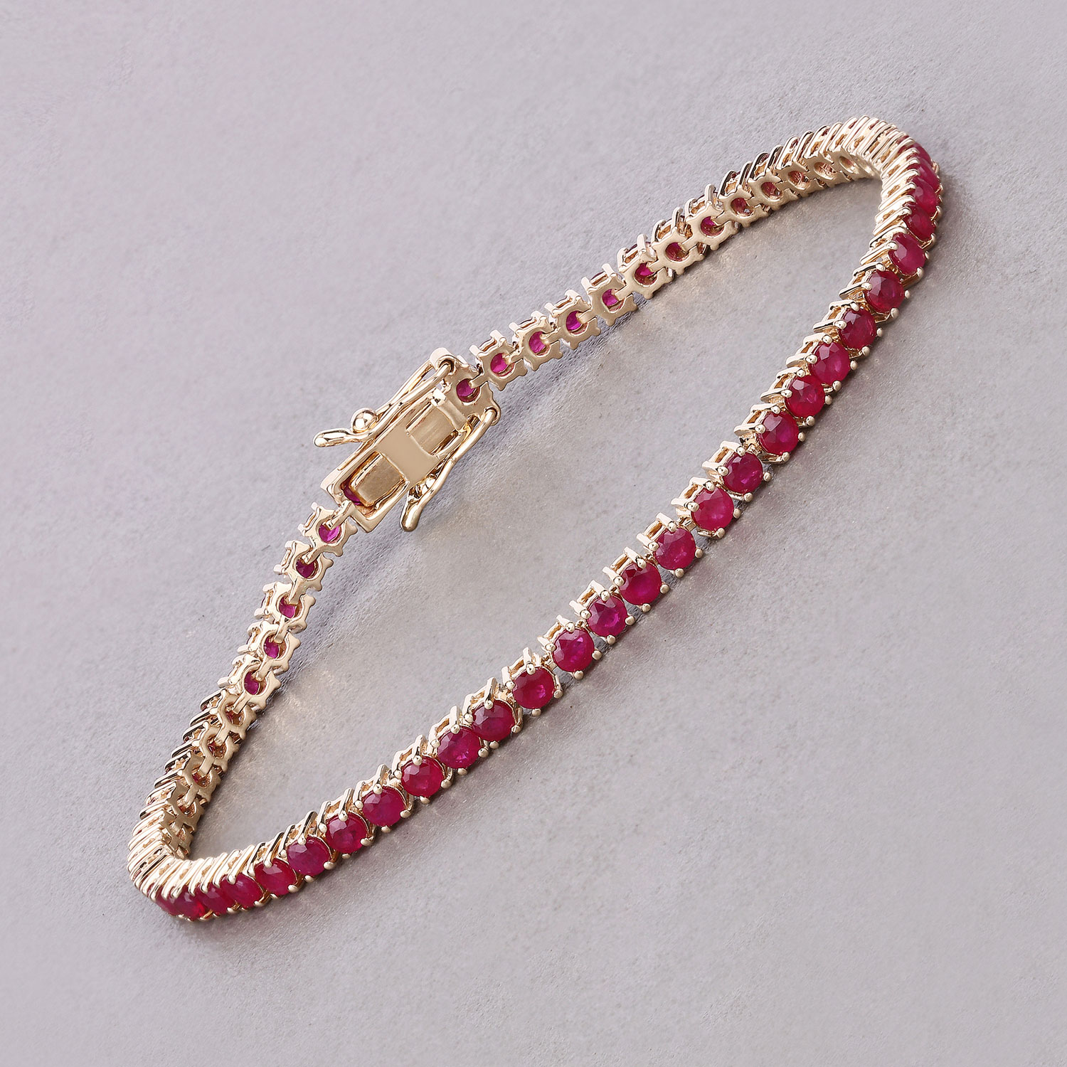 6.38 Carat Genuine Mozambique Ruby 14K Yellow Gold Bracelet