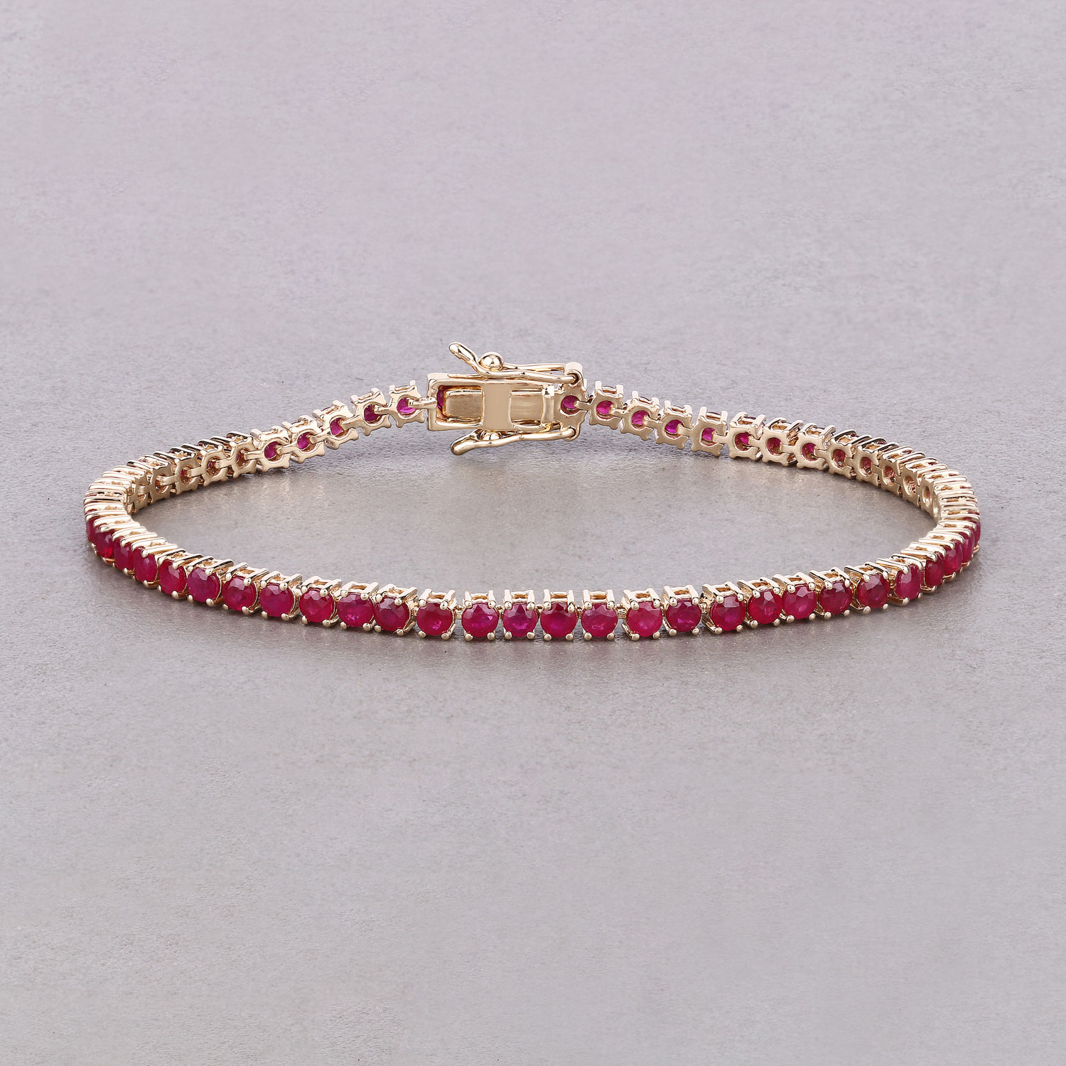 6.38 Carat Genuine Mozambique Ruby 14K Yellow Gold Bracelet