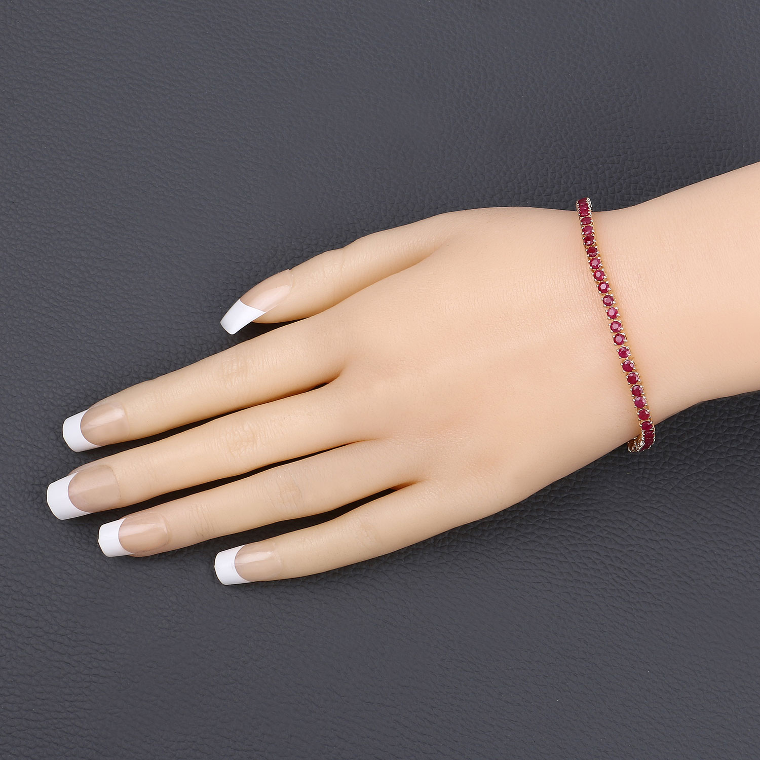 6.38 Carat Genuine Mozambique Ruby 14K Yellow Gold Bracelet