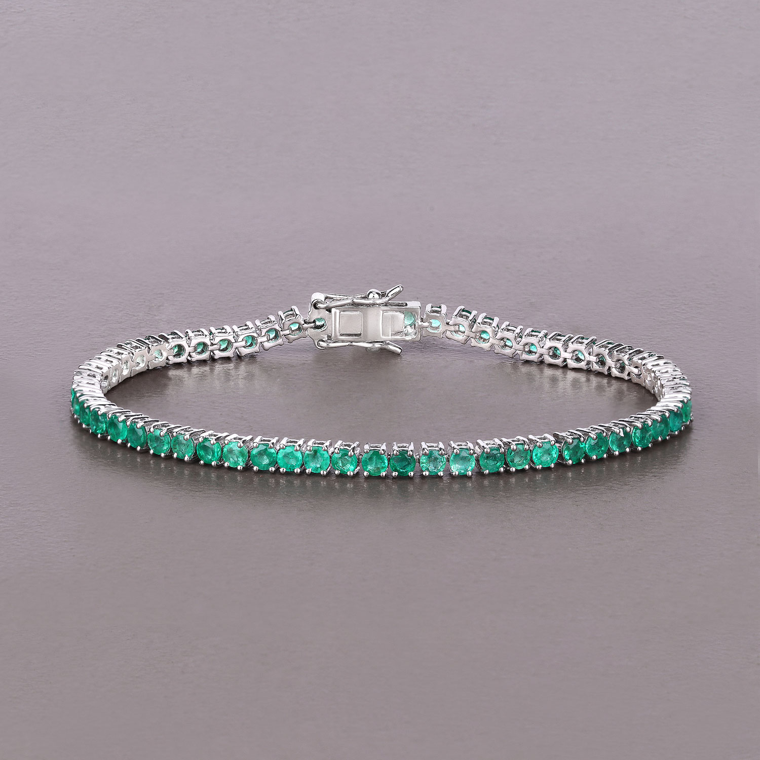 4.93 Carat Genuine Zambian Emerald 14K White Gold Bracelet