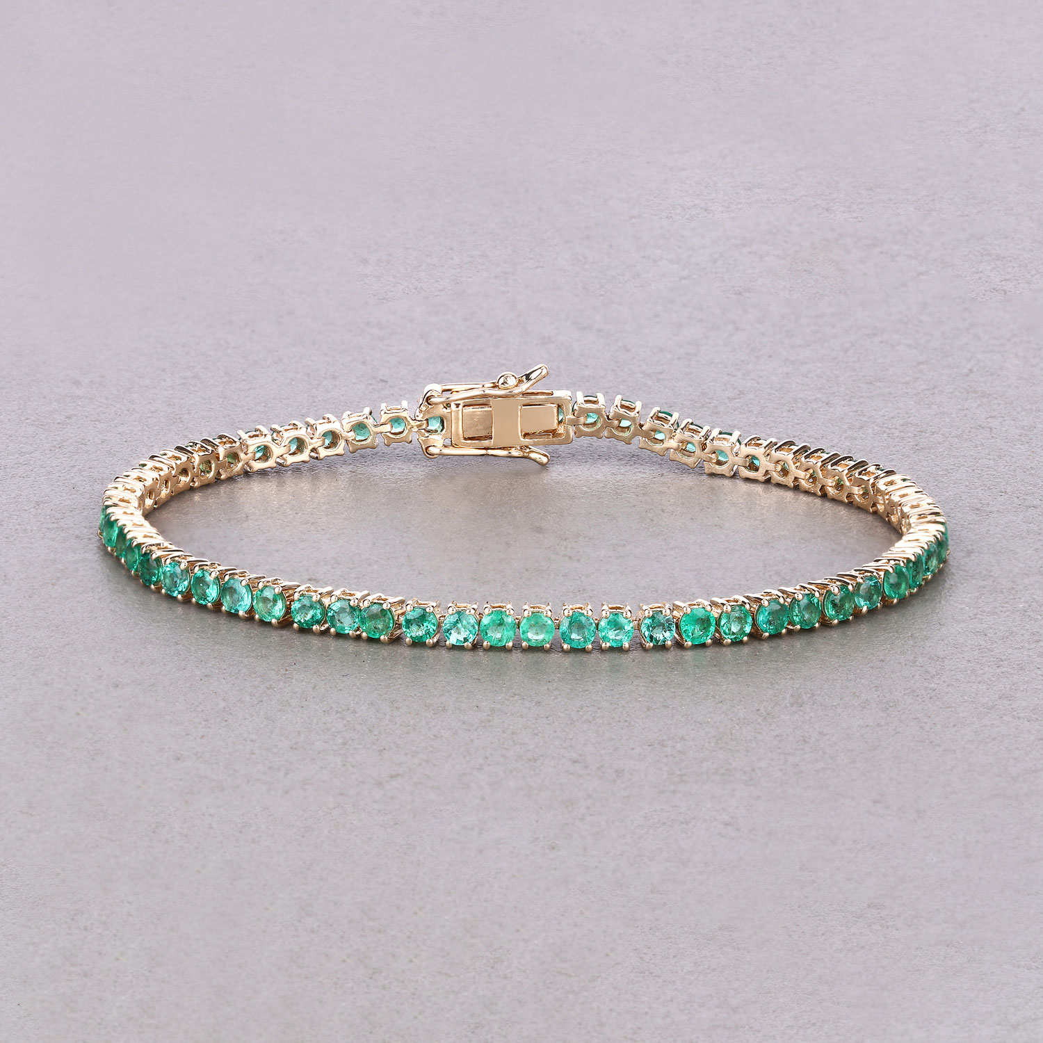4.93 Carat Genuine Zambian Emerald 14K Yellow Gold Bracelet