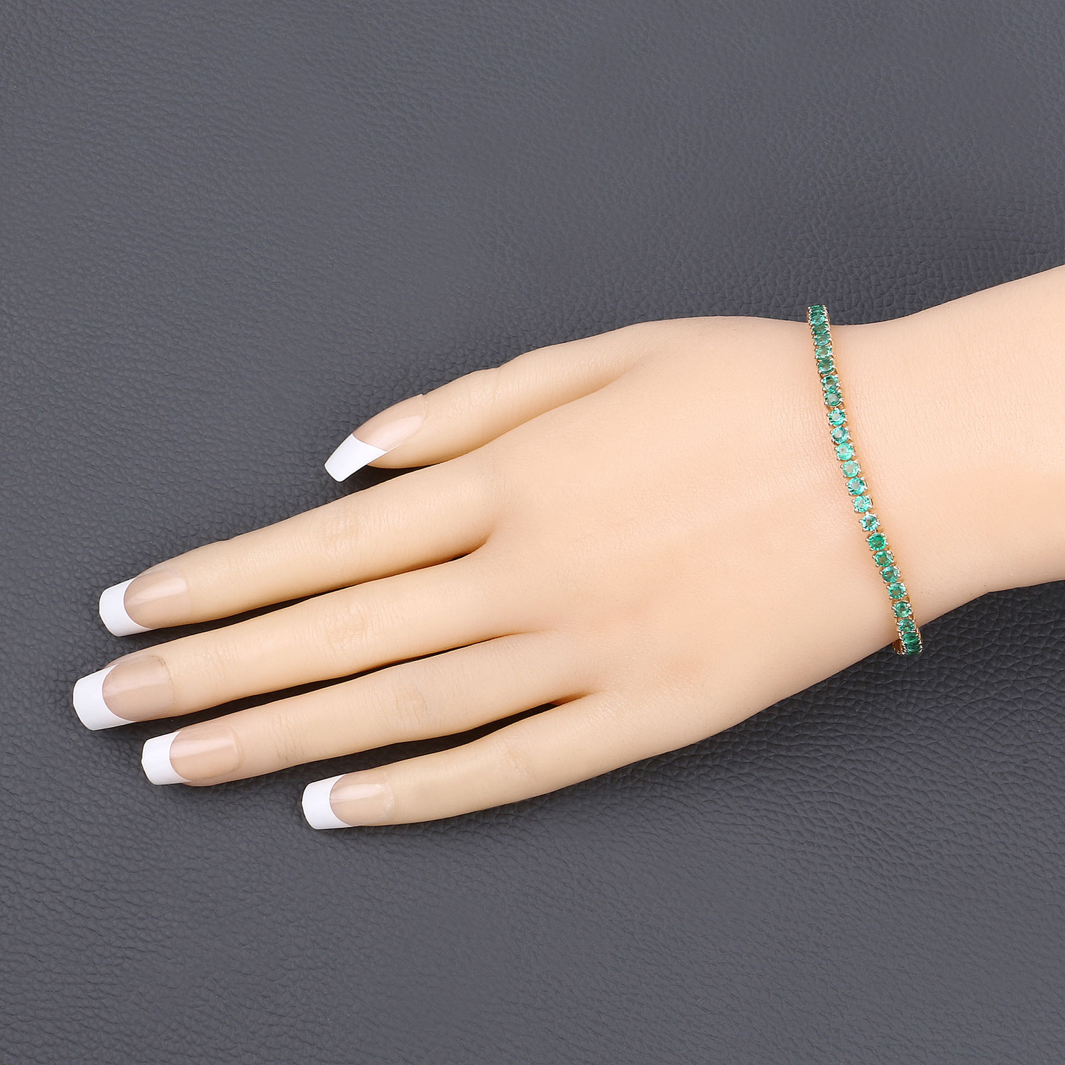 4.93 Carat Genuine Zambian Emerald 14K Yellow Gold Bracelet