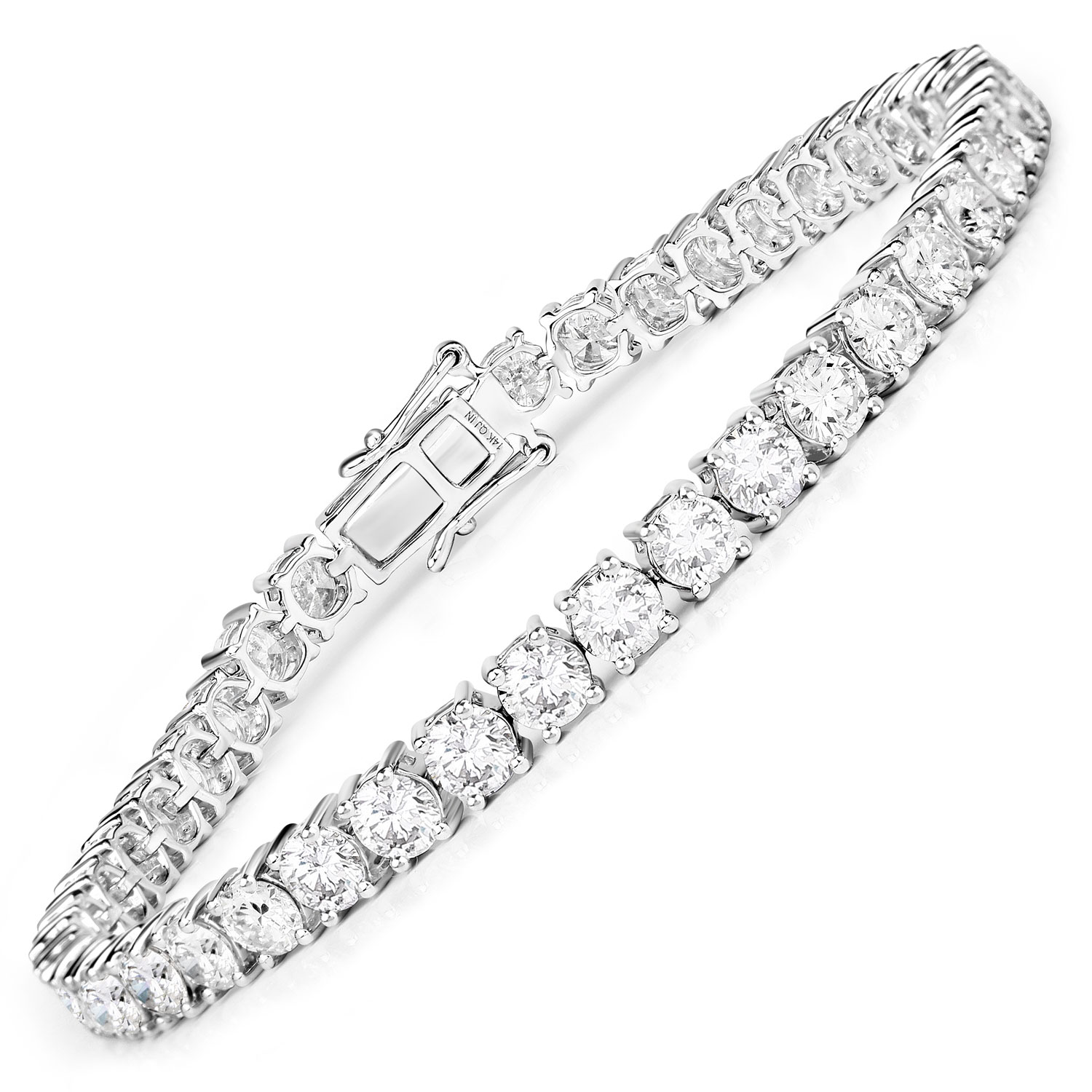 10.00 Carat Lab Grown Diamond 14K White Gold Bracelet