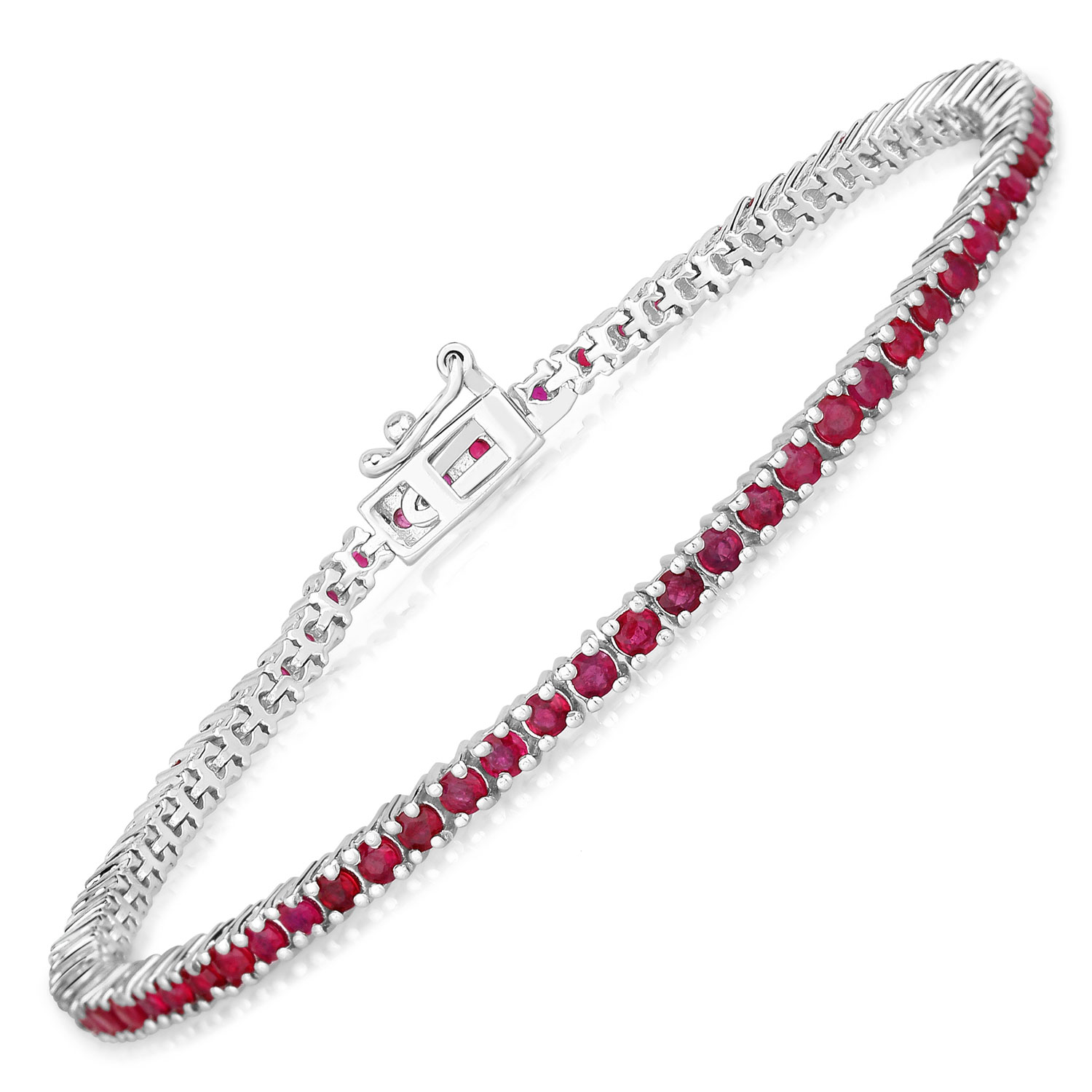 3.35 Carat Genuine Ruby .925 Sterling Silver Bracelet