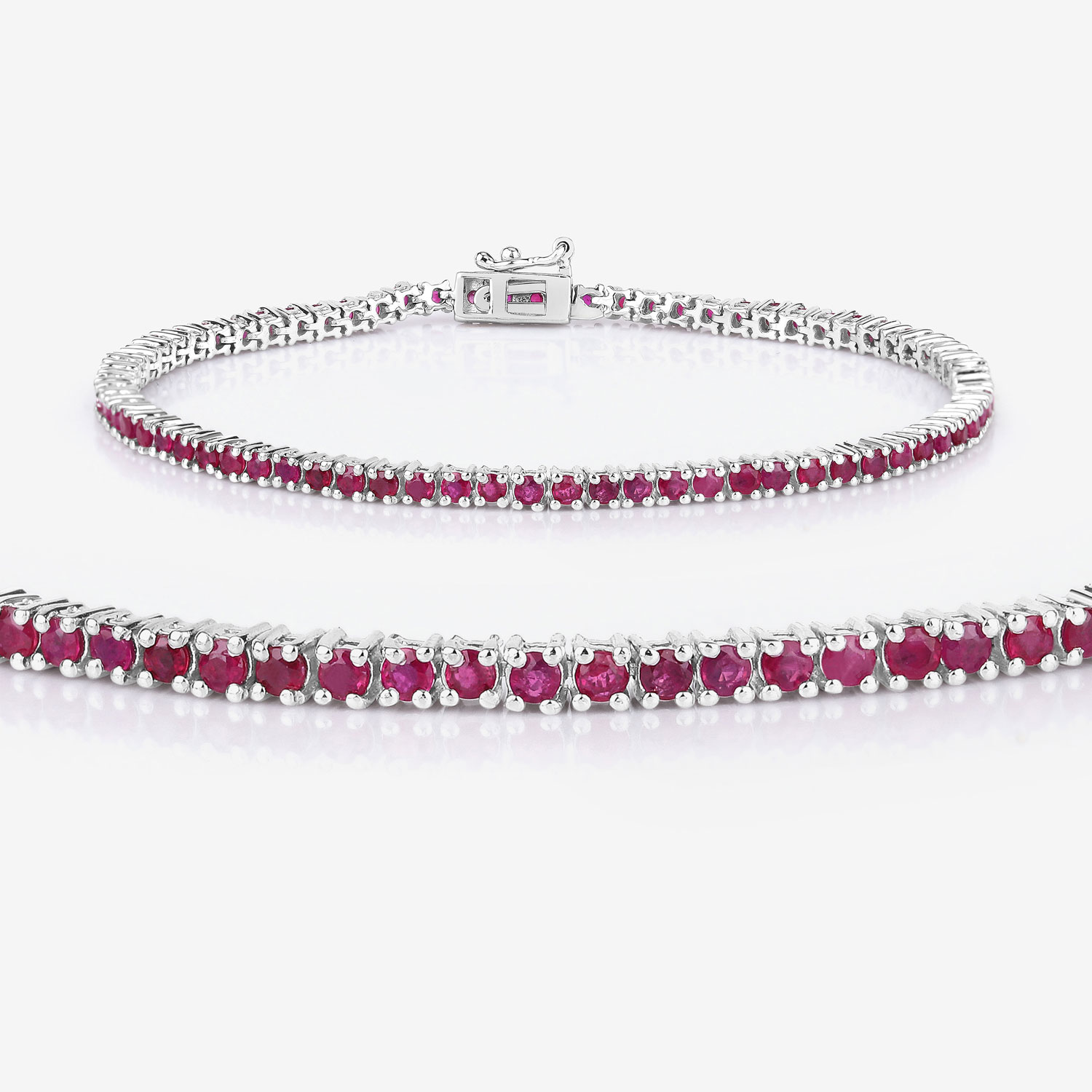 3.35 Carat Genuine Ruby .925 Sterling Silver Bracelet