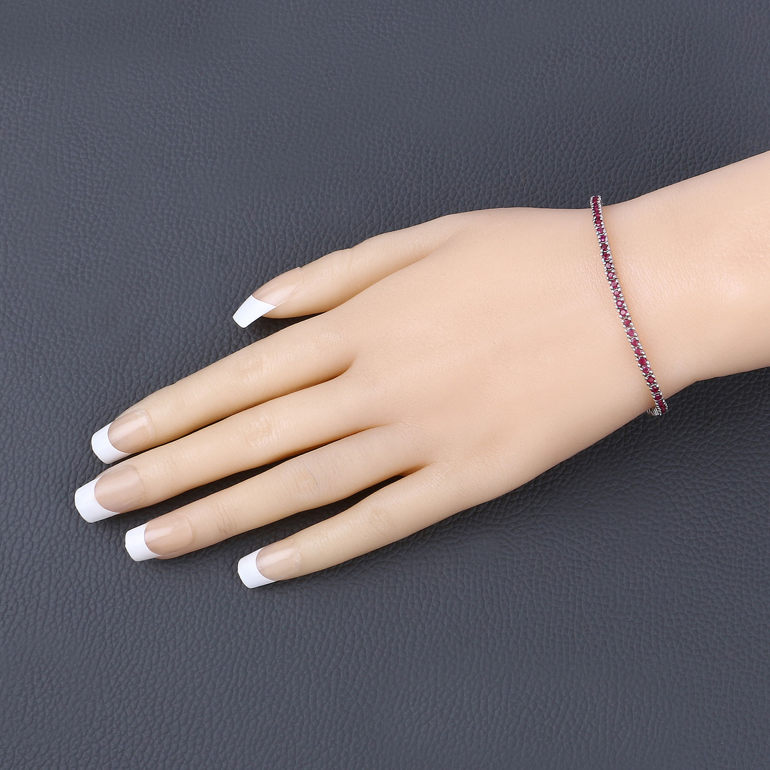 3.35 Carat Genuine Ruby .925 Sterling Silver Bracelet