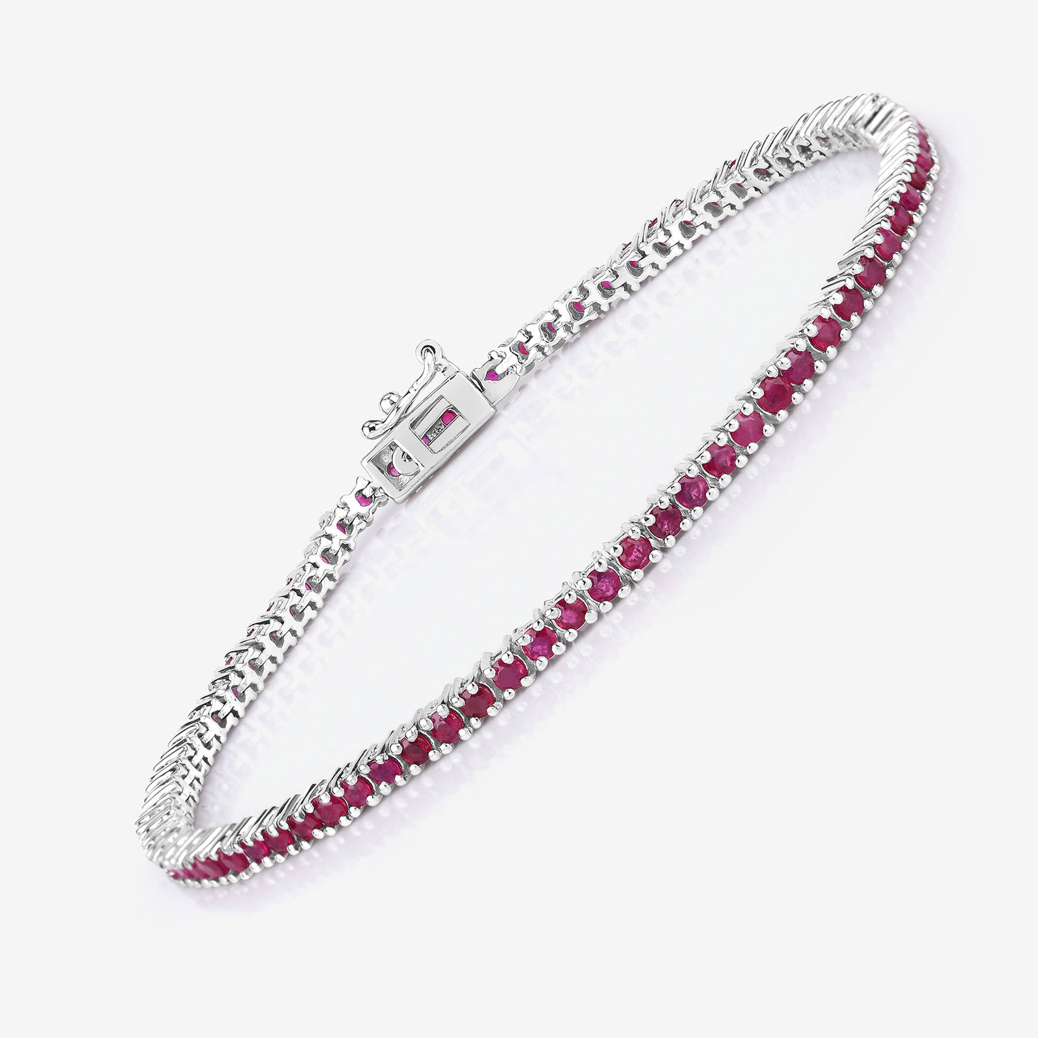 3.35 Carat Genuine Ruby .925 Sterling Silver Bracelet