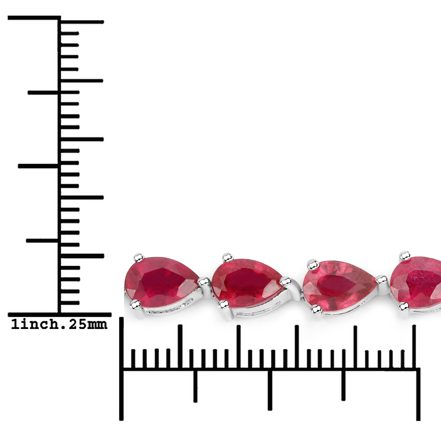 11.25 Carat Glass Filled Ruby .925 Sterling Silver Bracelet