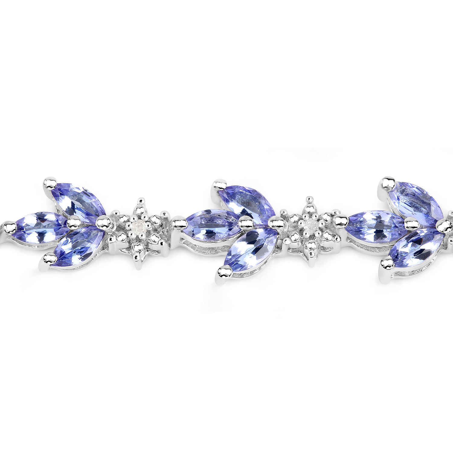 5.57 Carat Genuine Tanzanite and White Diamond .925 Sterling Silver Bracelet