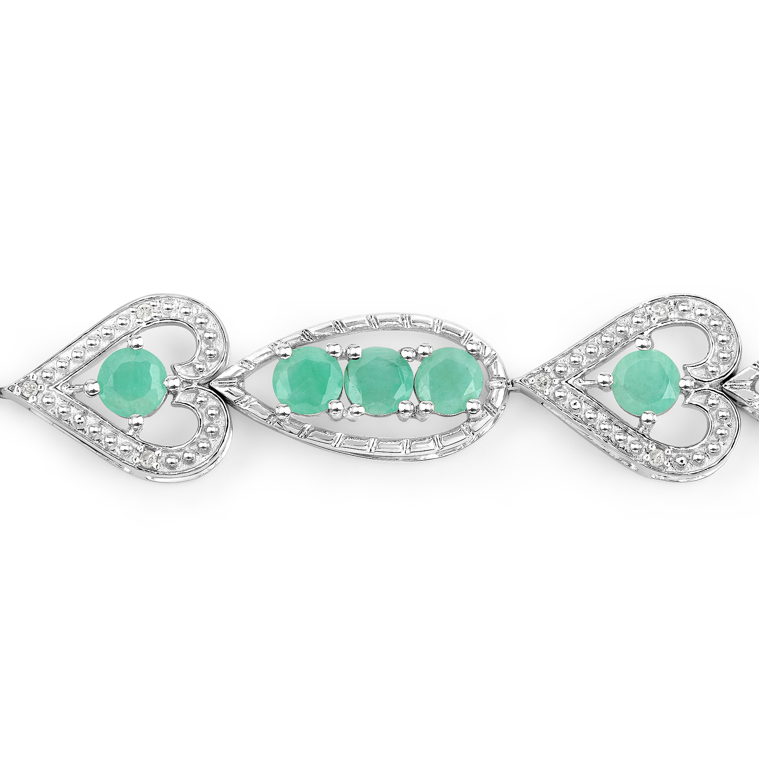 5.62 Carat Genuine Emerald and White Diamond .925 Sterling Silver Bracelet