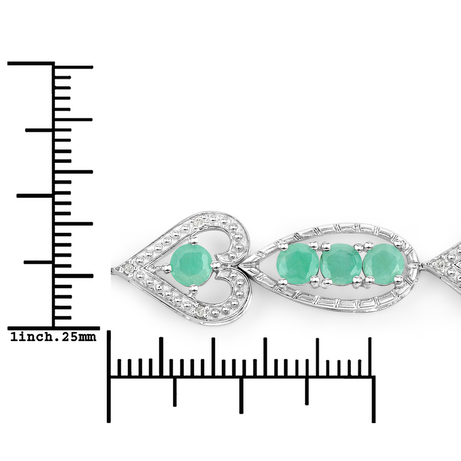 5.62 Carat Genuine Emerald and White Diamond .925 Sterling Silver Bracelet