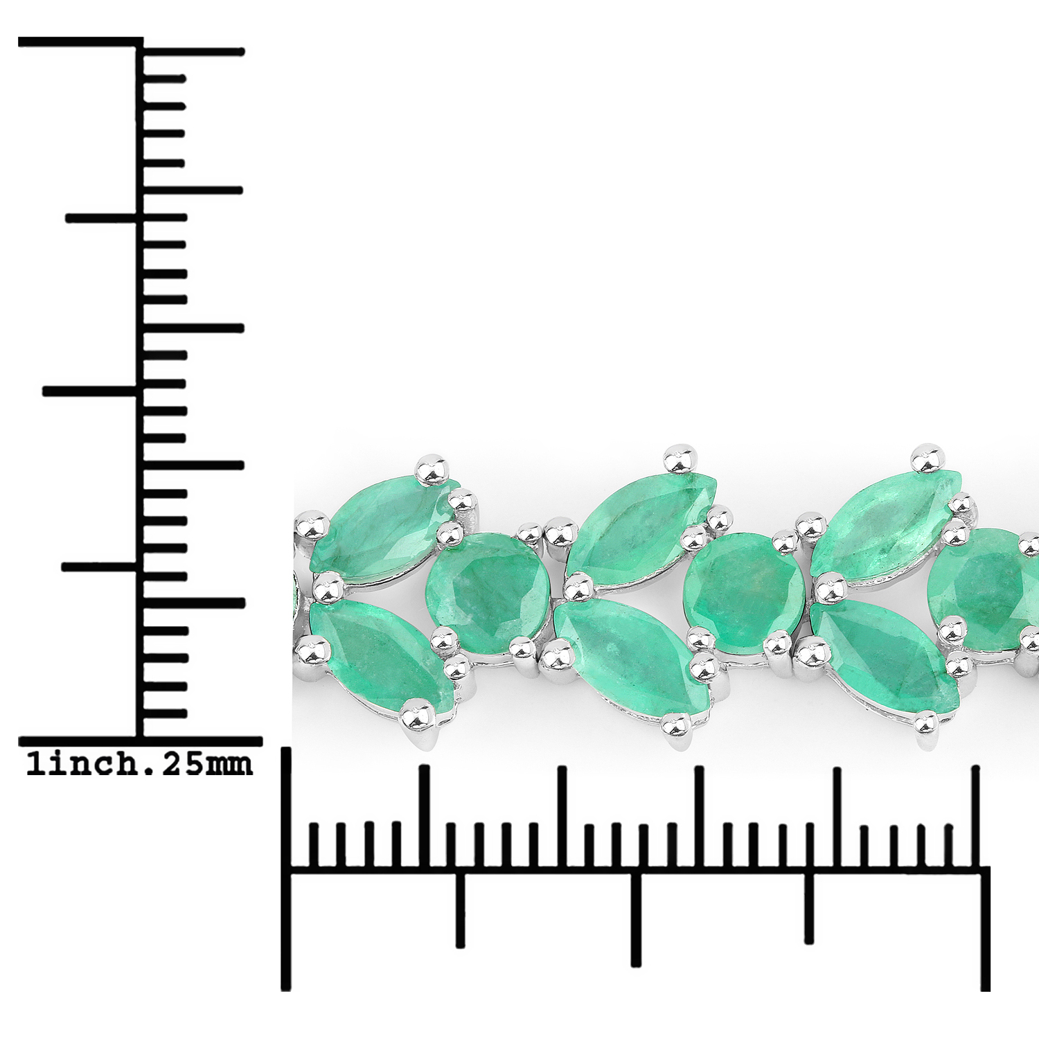 13.23 Carat Genuine Emerald .925 Sterling Silver Bracelet