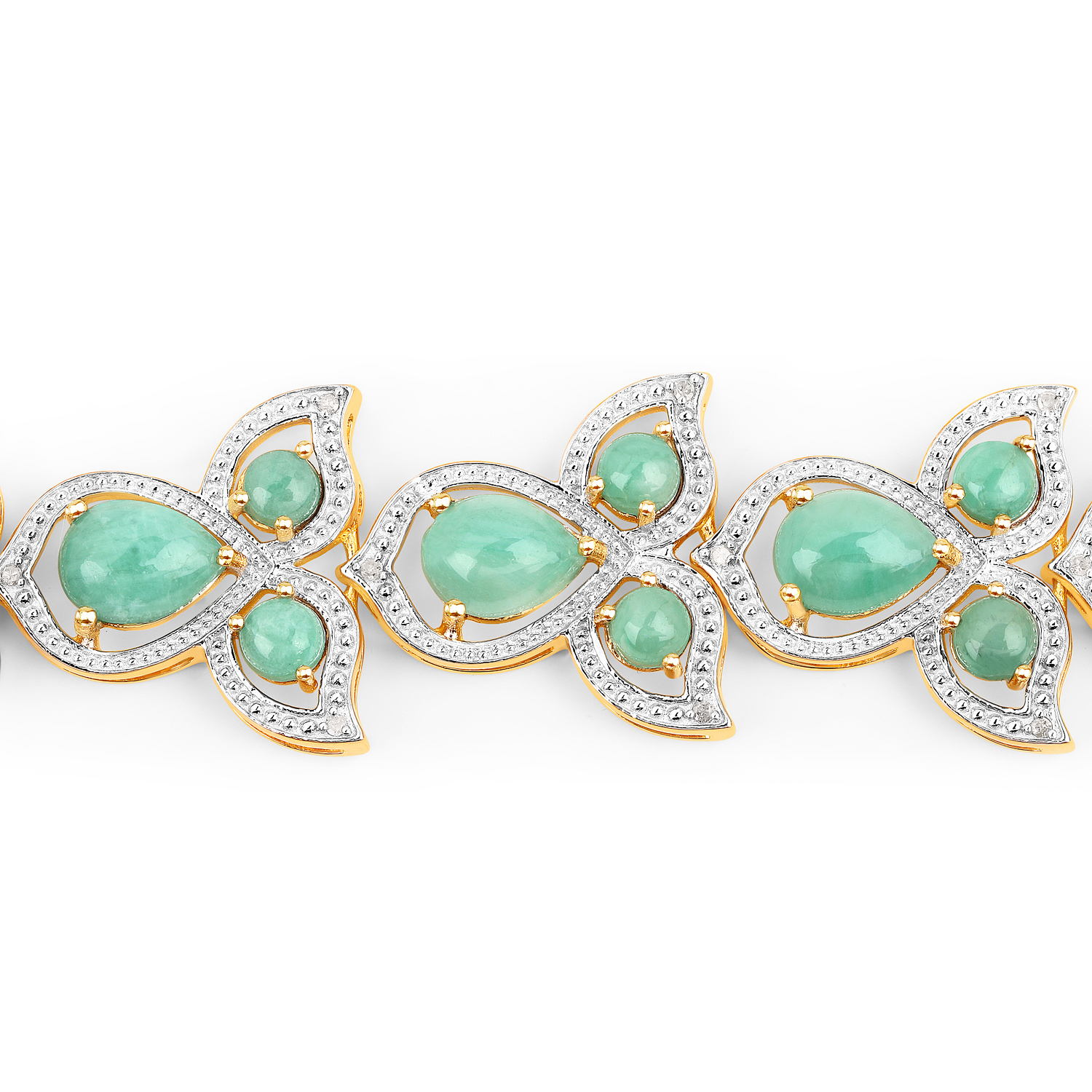 20.16 Carat Genuine Emerald and White Diamond .925 Sterling Silver Bracelet