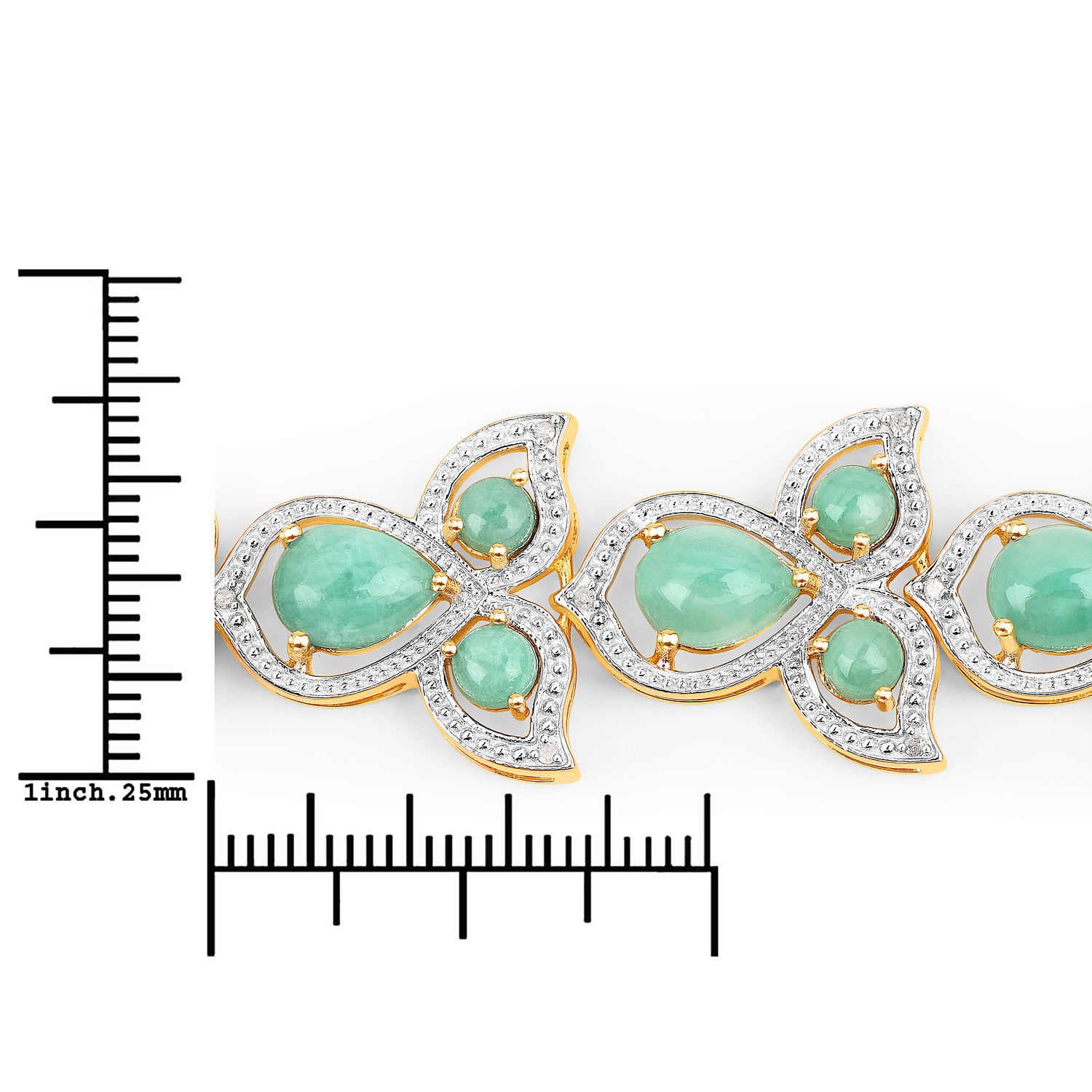 20.16 Carat Genuine Emerald and White Diamond .925 Sterling Silver Bracelet