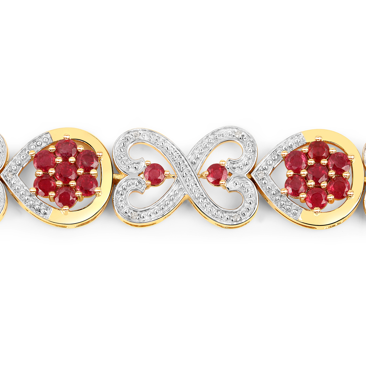 5.98 Carat Glass Filled Ruby and White Diamond .925 Sterling Silver Bracelet