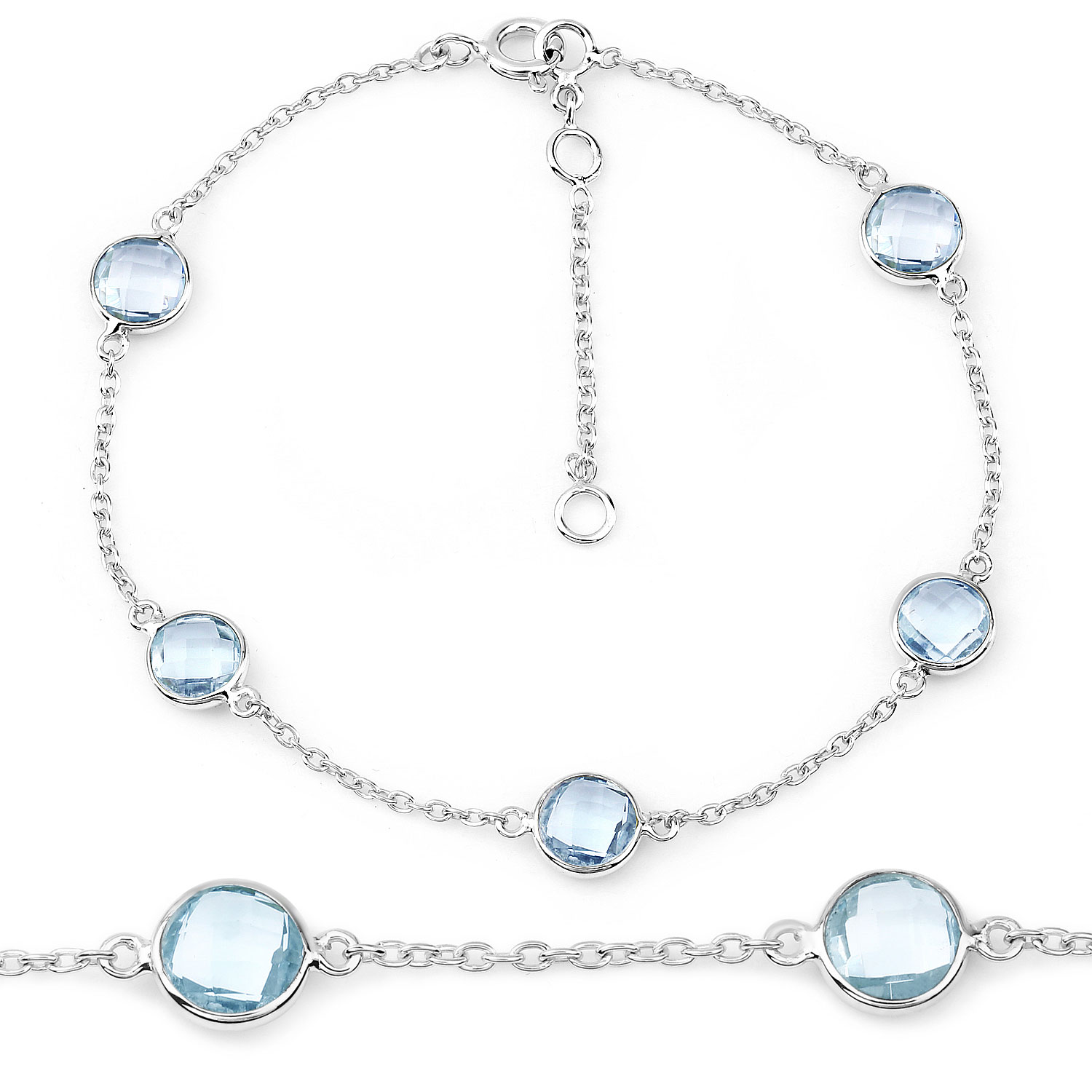 5.00 Carat Genuine Blue Topaz .925 Sterling Silver Bracelet