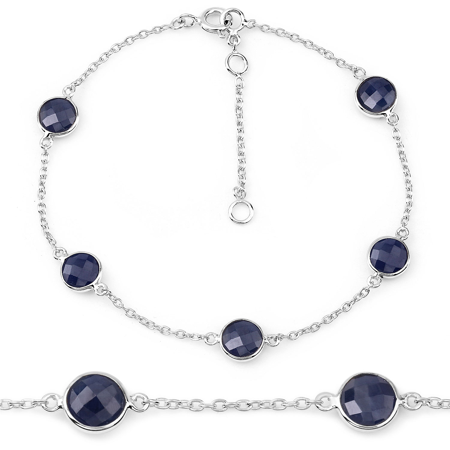 5.00 Carat Genuine Blue Sapphire .925 Sterling Silver Bracelet