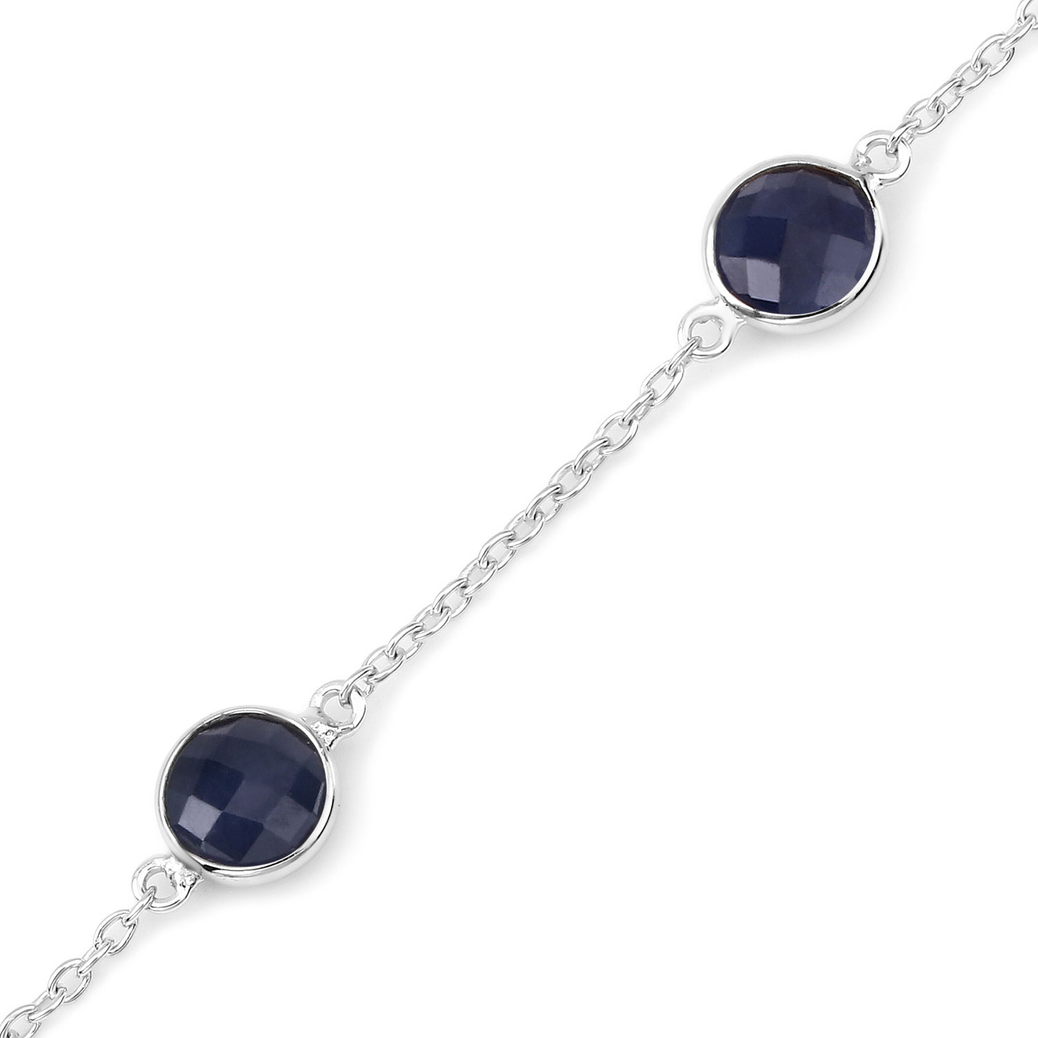 5.00 Carat Genuine Blue Sapphire .925 Sterling Silver Bracelet
