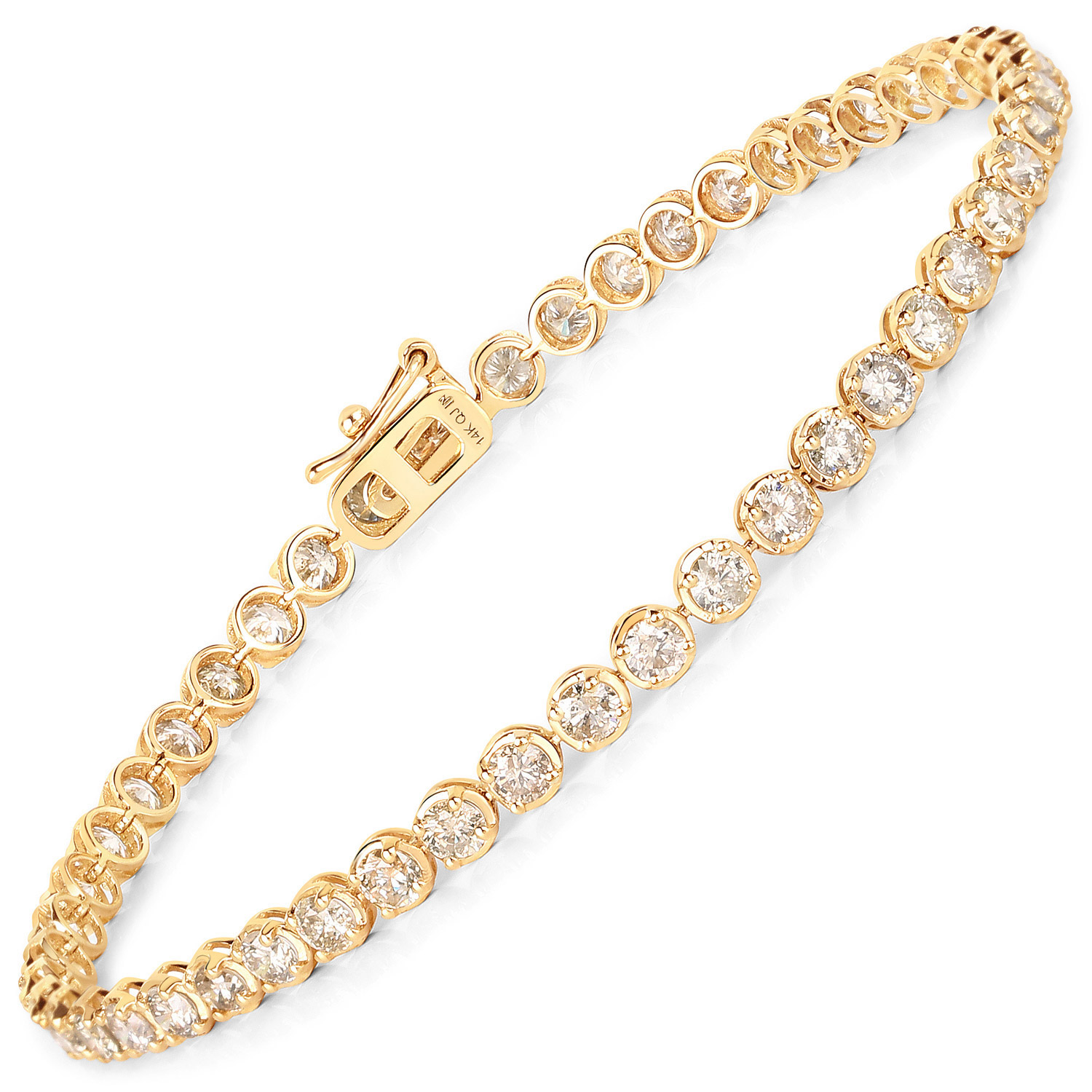 5.00 Carat Genuine TTLB Diamond 14K Yellow Gold Bracelet