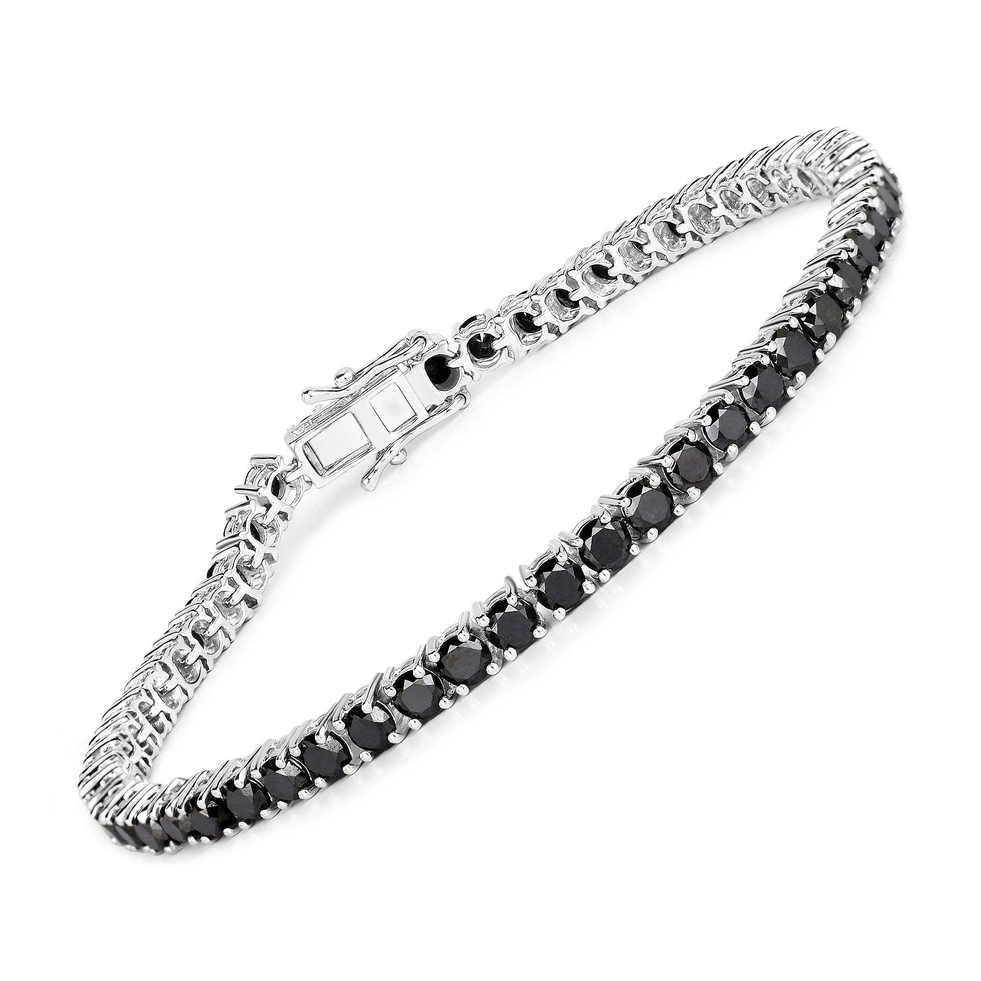 5.40 Carat Genuine Black Diamond .925 Sterling Silver Bracelet