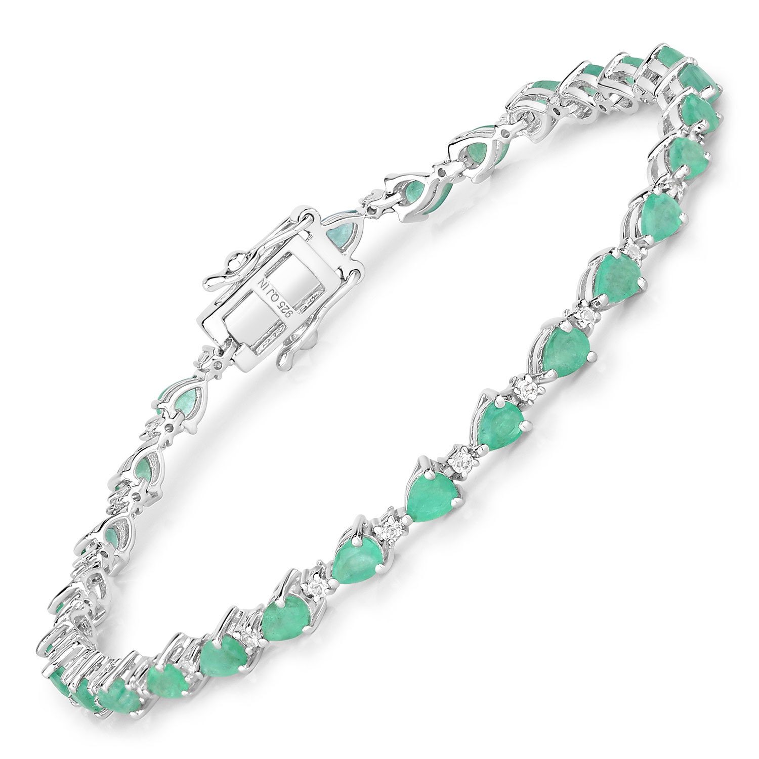 4.54 Carat Genuine Emerald .925 Sterling Silver Bracelet