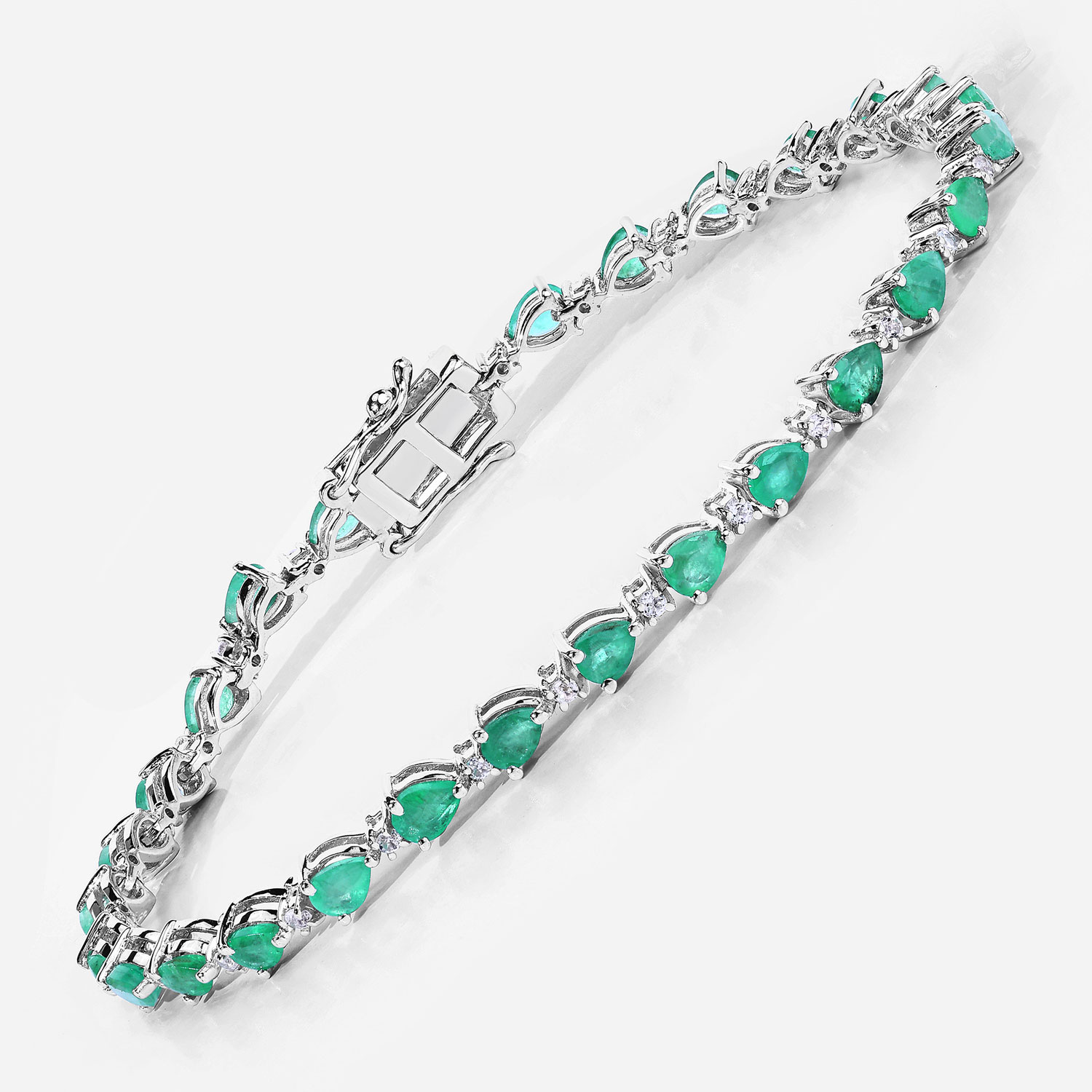 4.54 Carat Genuine Emerald .925 Sterling Silver Bracelet