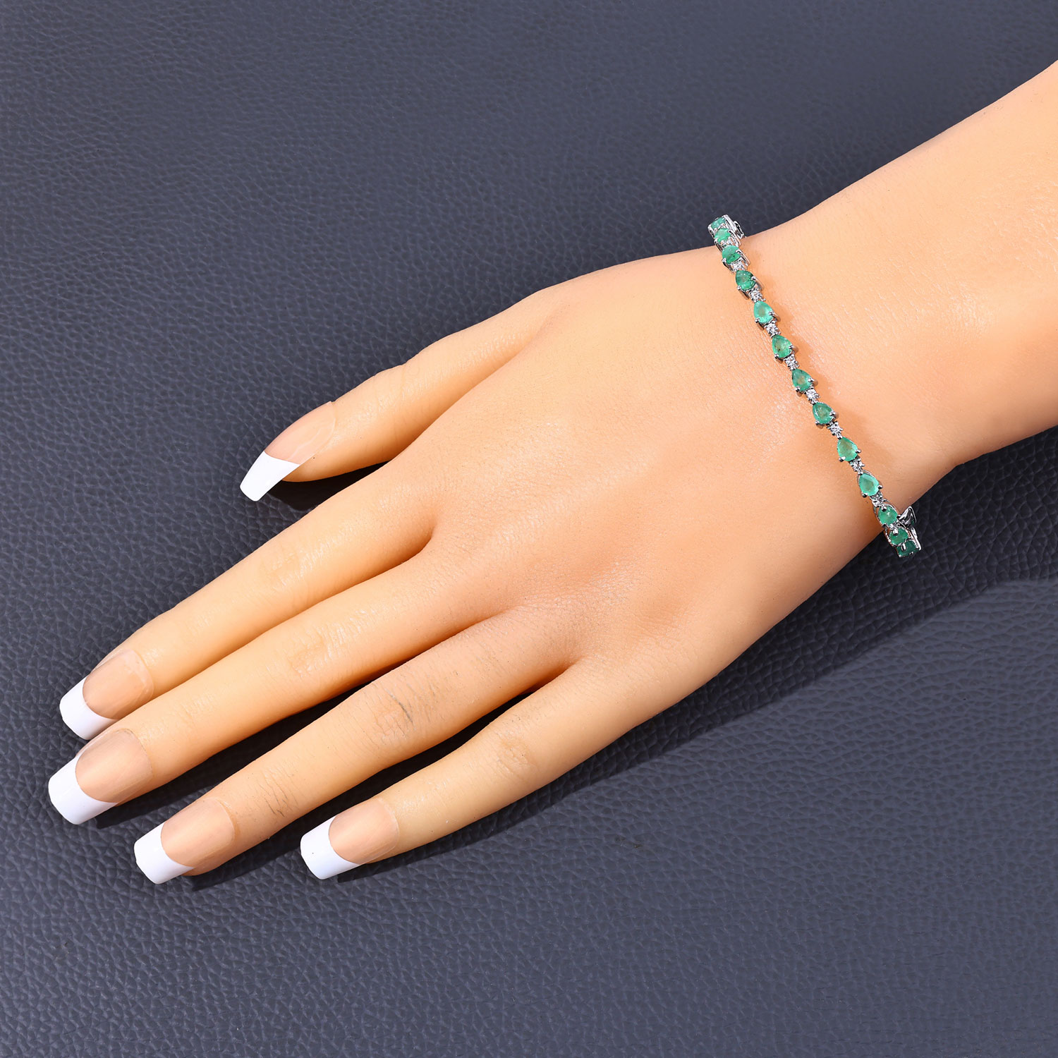 4.54 Carat Genuine Emerald .925 Sterling Silver Bracelet