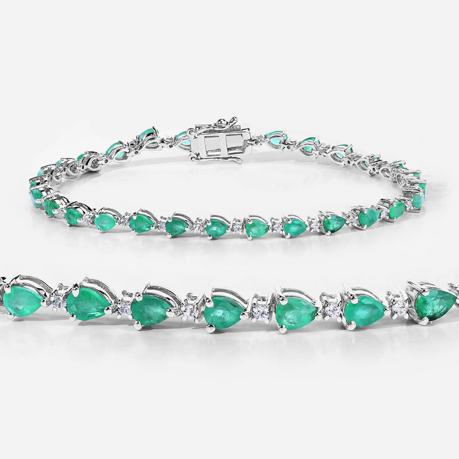 4.54 Carat Genuine Emerald .925 Sterling Silver Bracelet