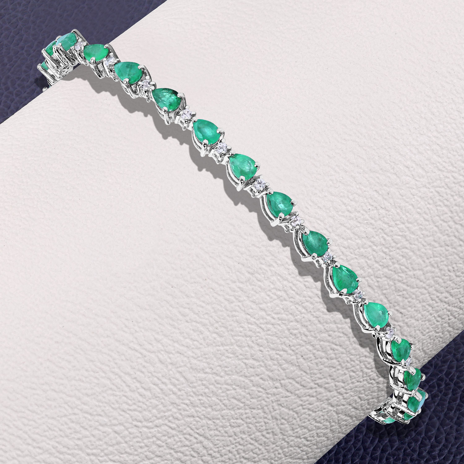 4.54 Carat Genuine Emerald .925 Sterling Silver Bracelet