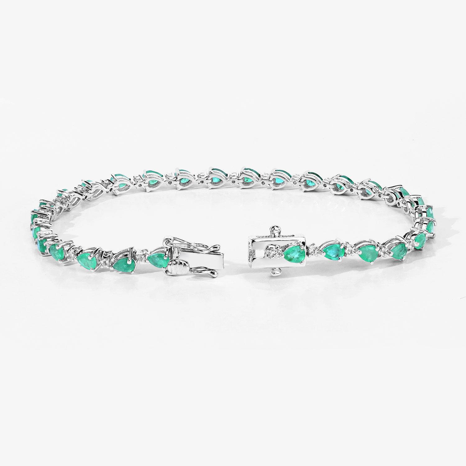 4.54 Carat Genuine Emerald .925 Sterling Silver Bracelet