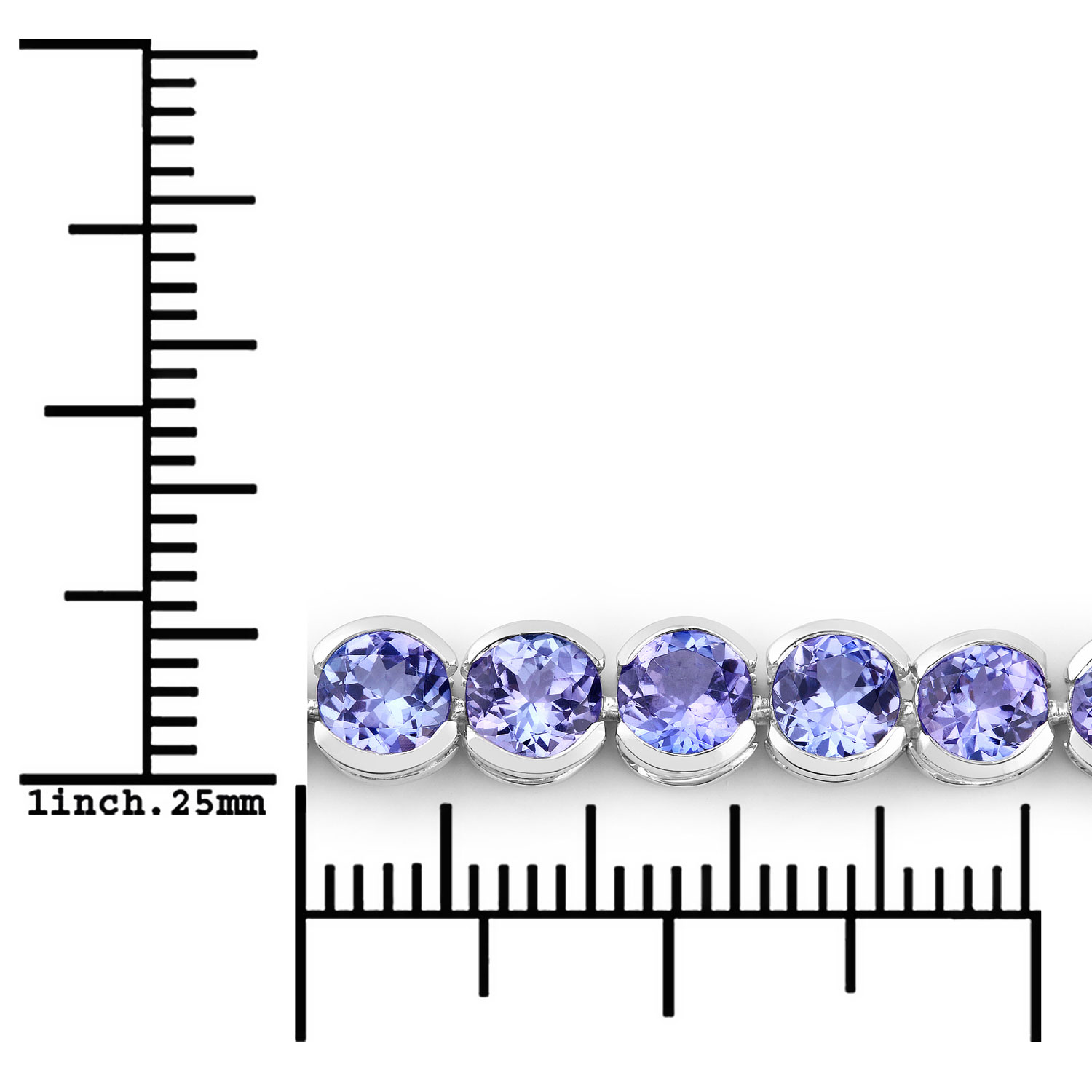 12.60 Carat Genuine Tanzanite 14K White Gold Bracelet