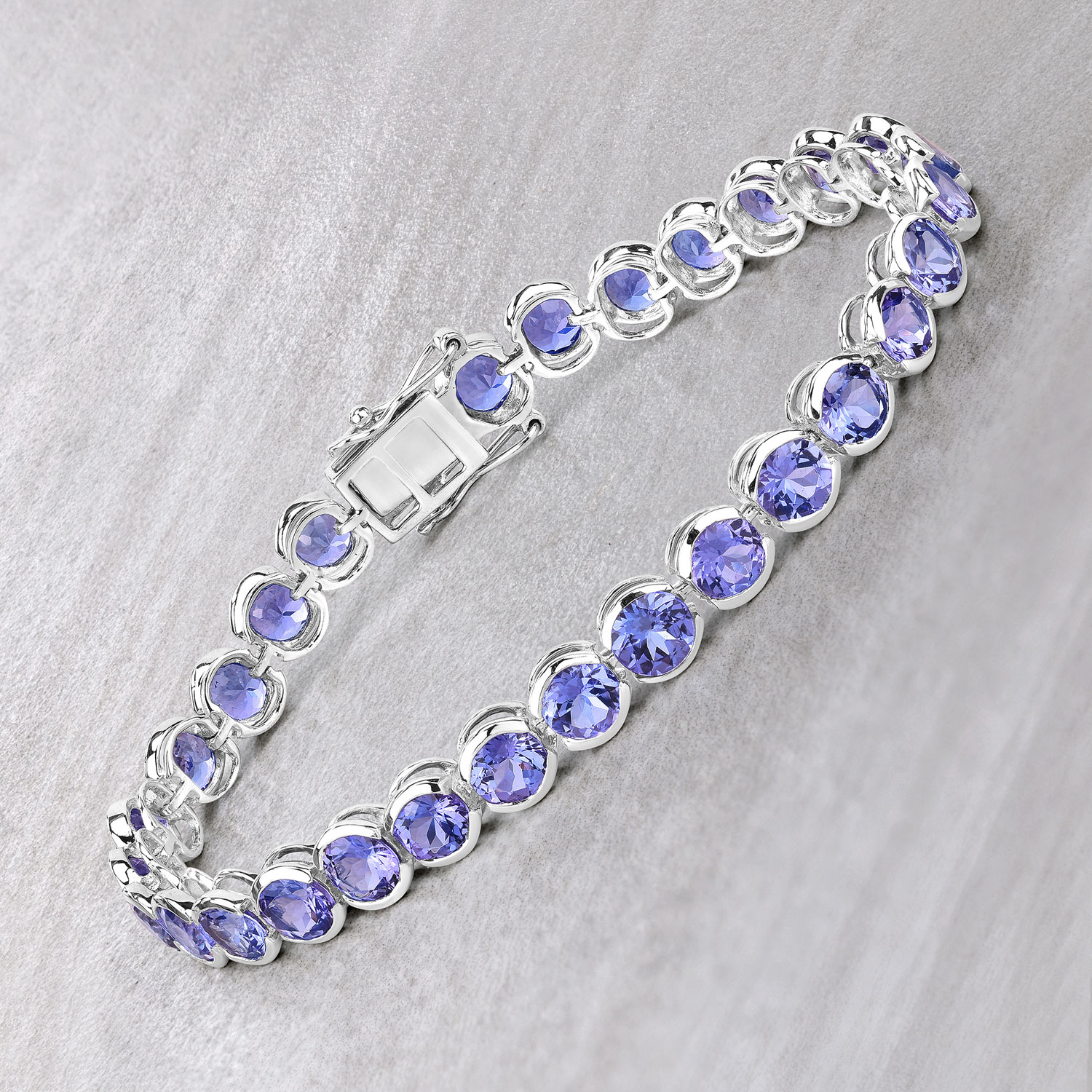 12.60 Carat Genuine Tanzanite 14K White Gold Bracelet