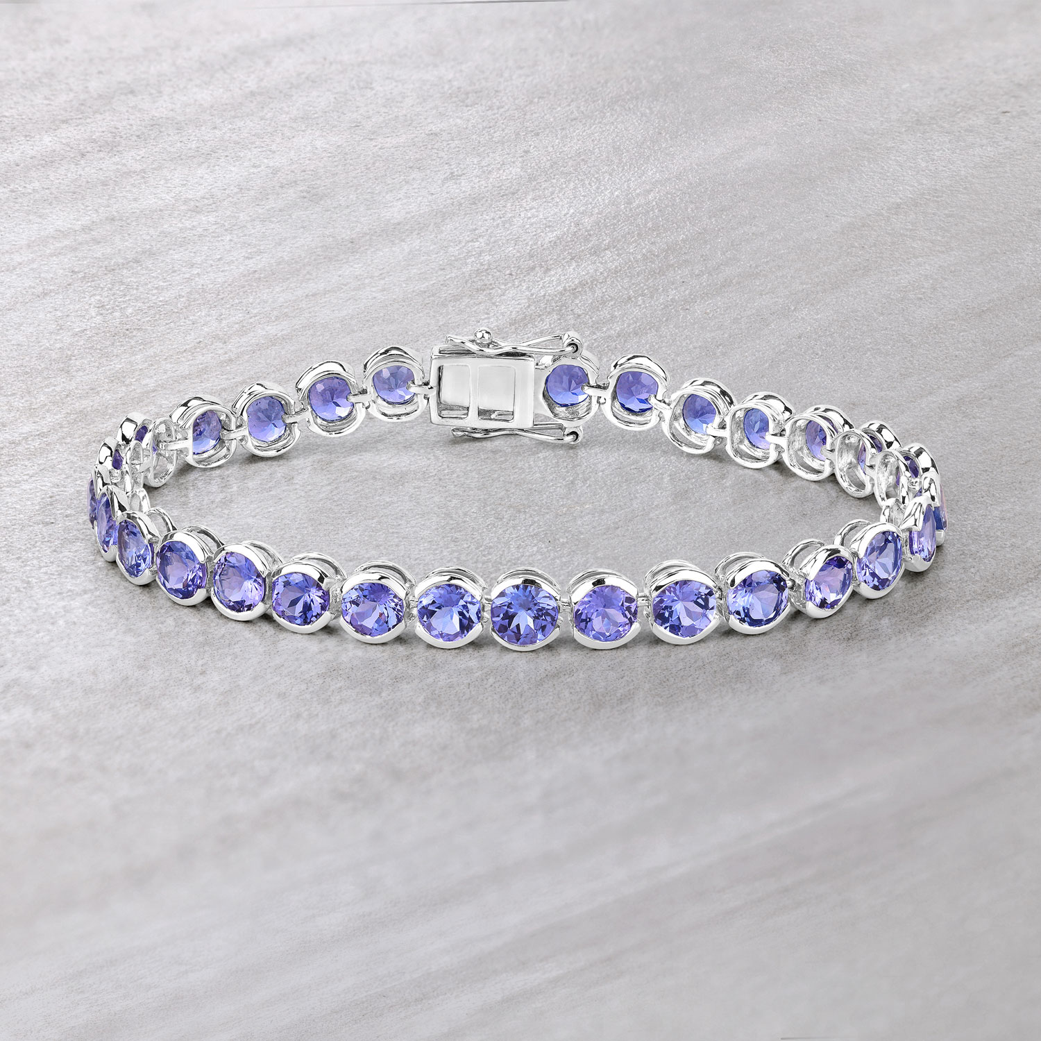 12.60 Carat Genuine Tanzanite 14K White Gold Bracelet