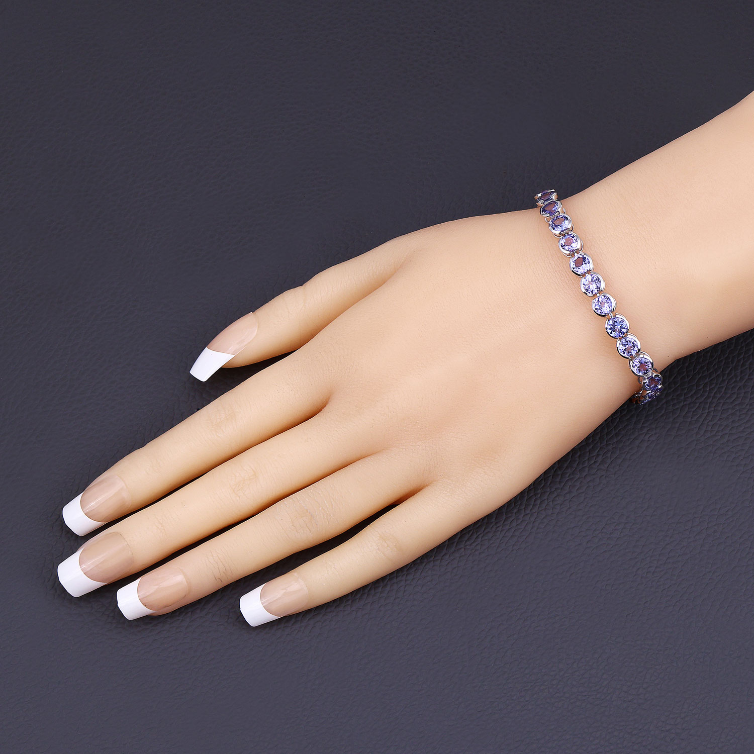 12.60 Carat Genuine Tanzanite 14K White Gold Bracelet