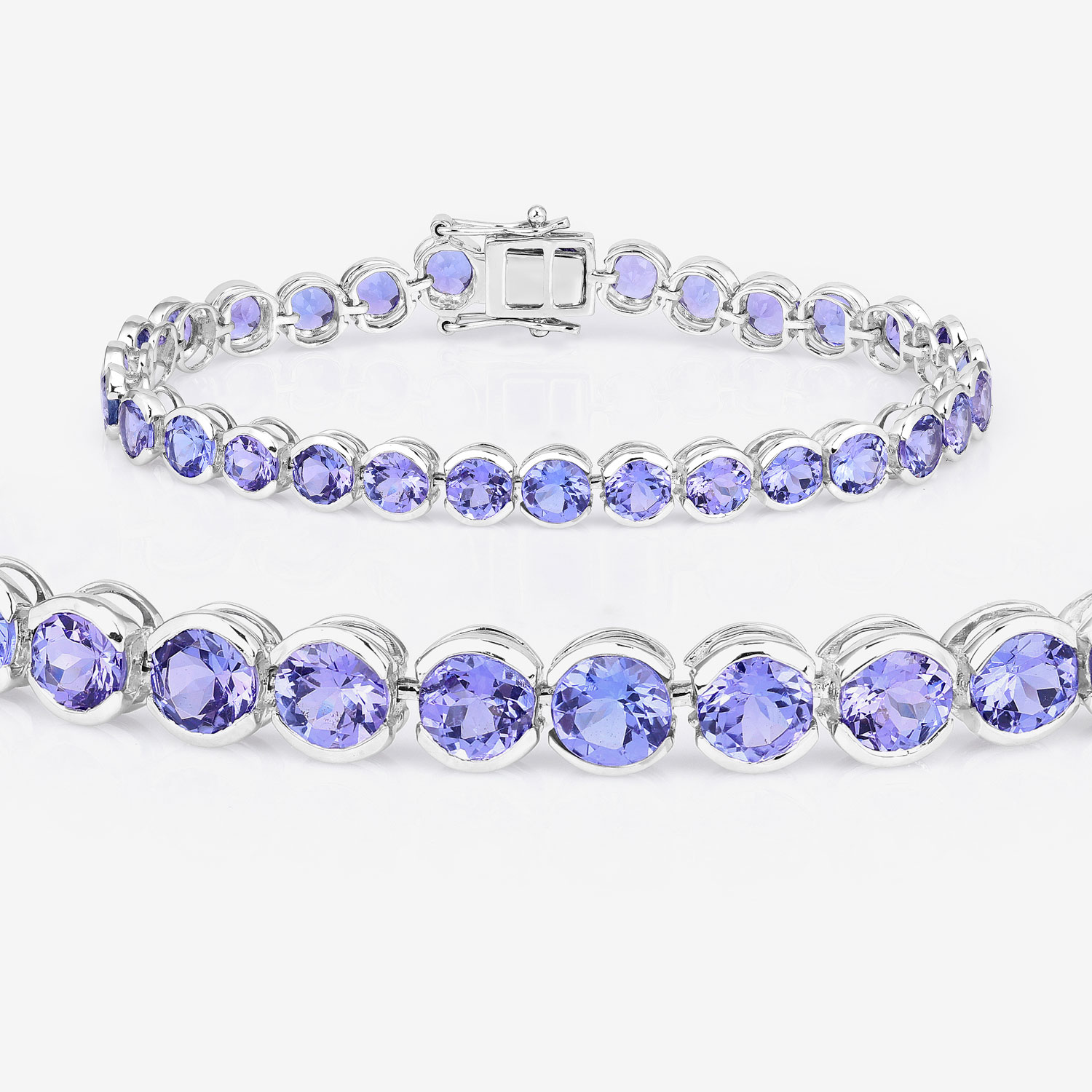 12.60 Carat Genuine Tanzanite 14K White Gold Bracelet
