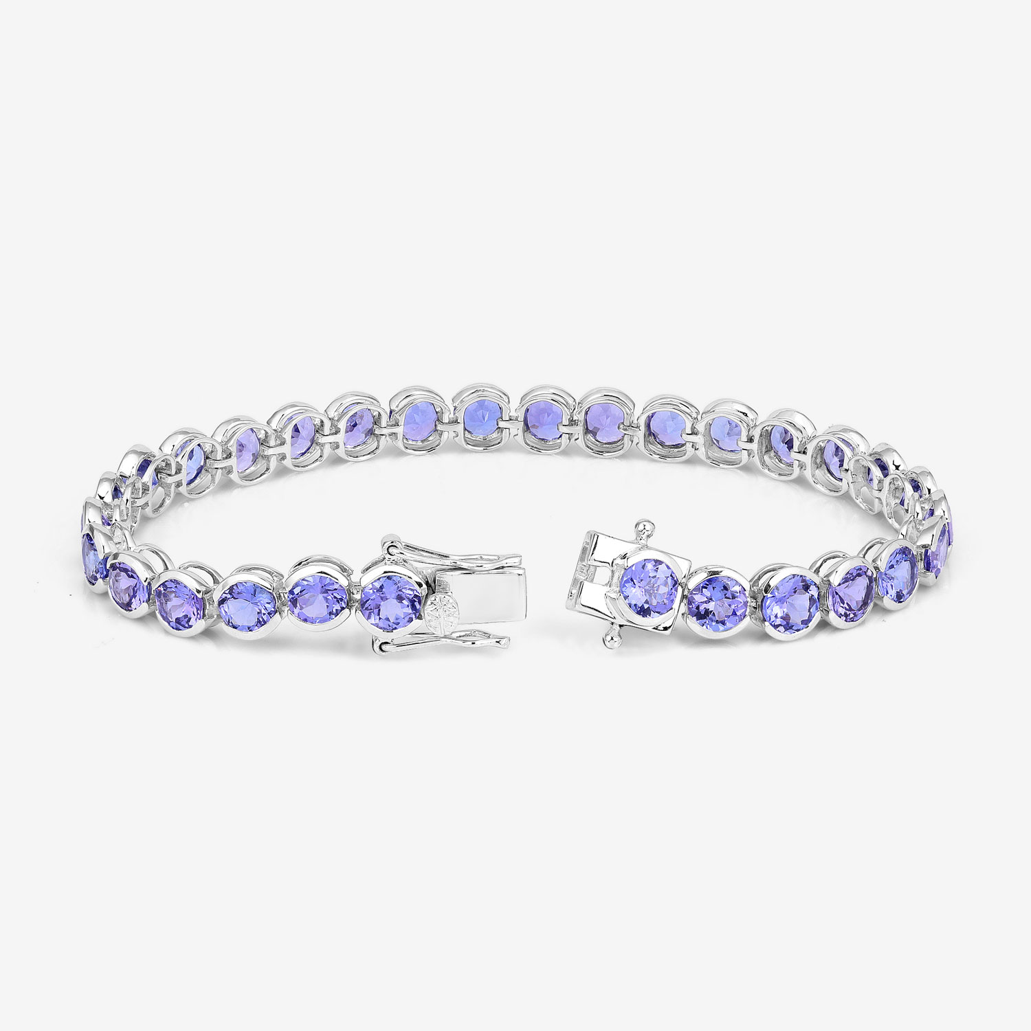 12.60 Carat Genuine Tanzanite 14K White Gold Bracelet