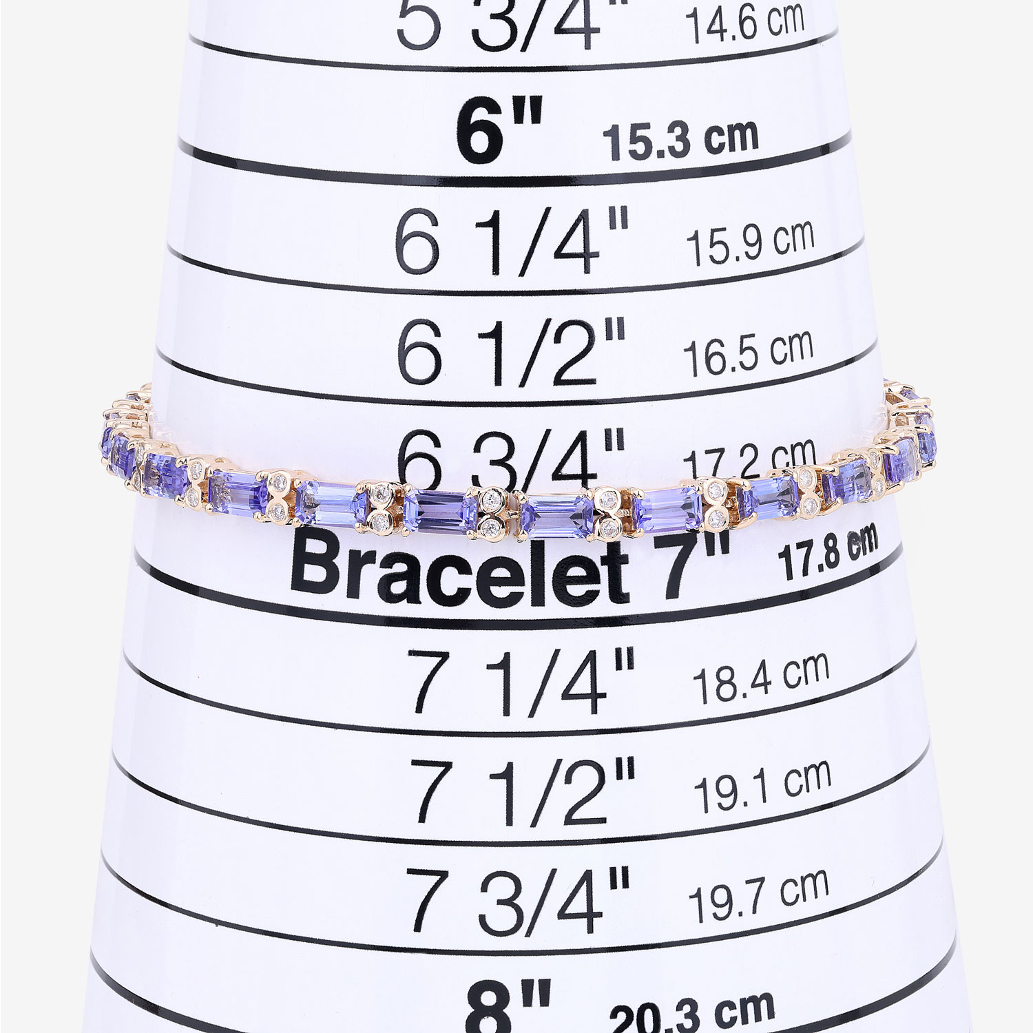 7.50 Carat Genuine Tanzanite and White Diamond 14K Yellow Gold Bracelet