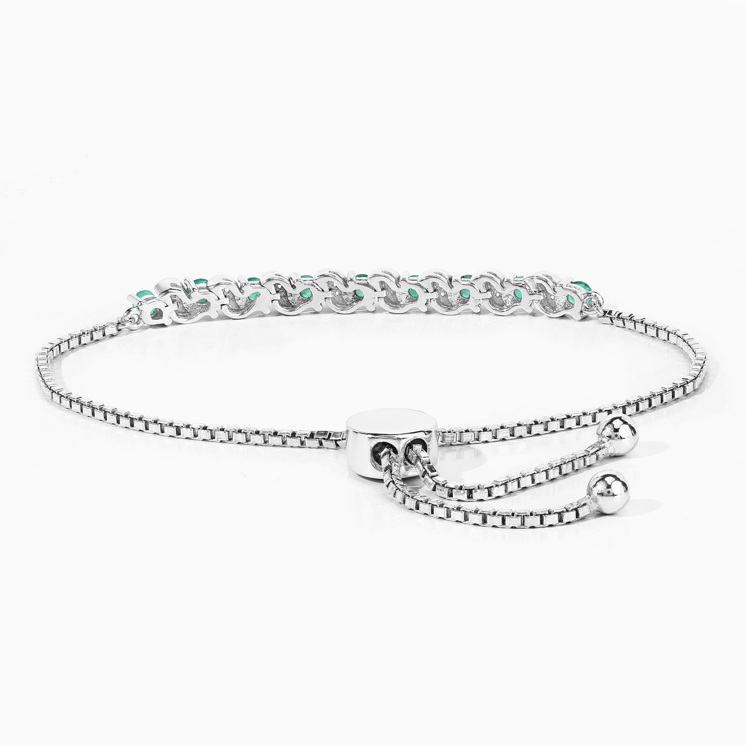 0.98 Carat Genuine Emerald .925 Sterling Silver Bracelet