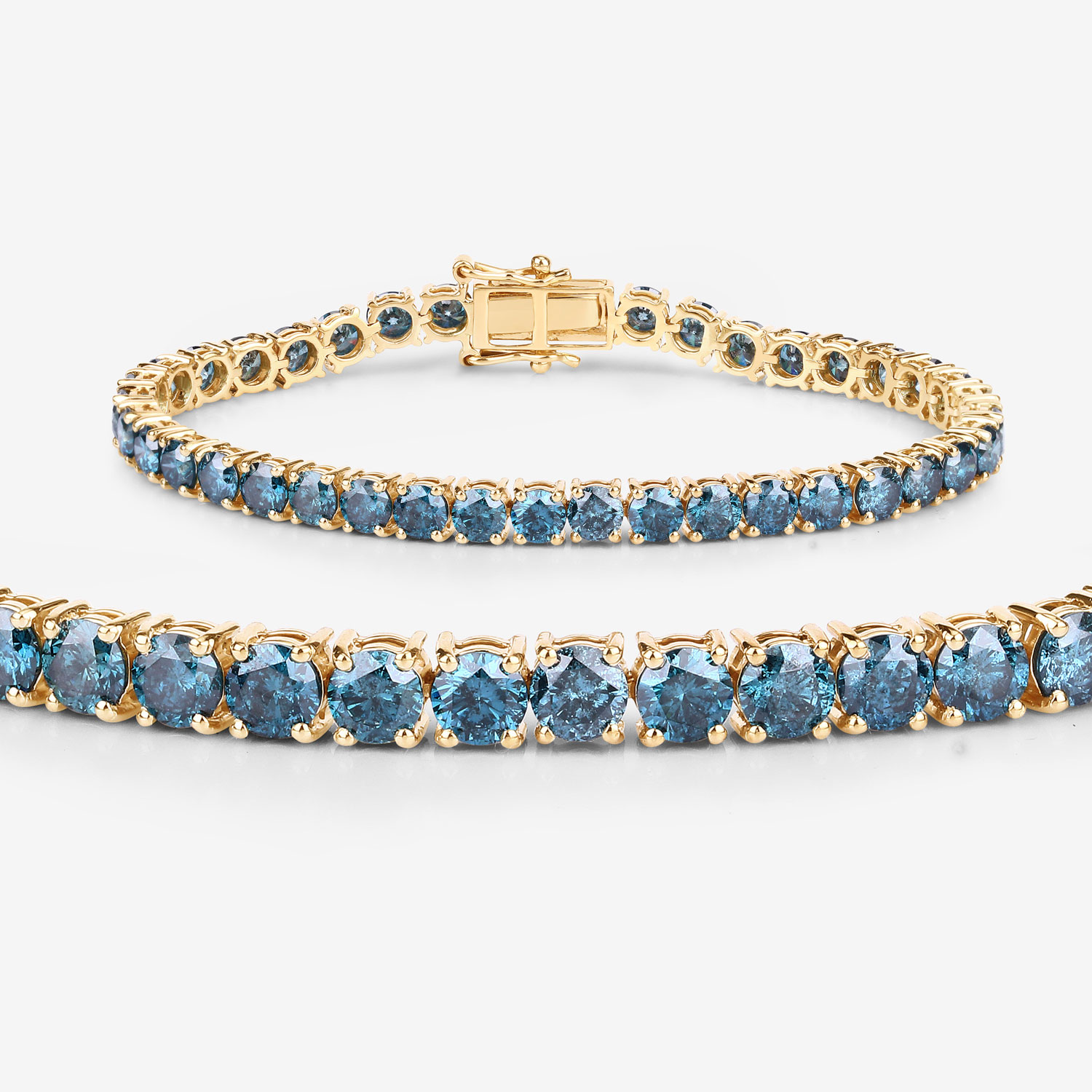 12.95 Carat Genuine Blue Diamond 14K Yellow Gold Bracelet