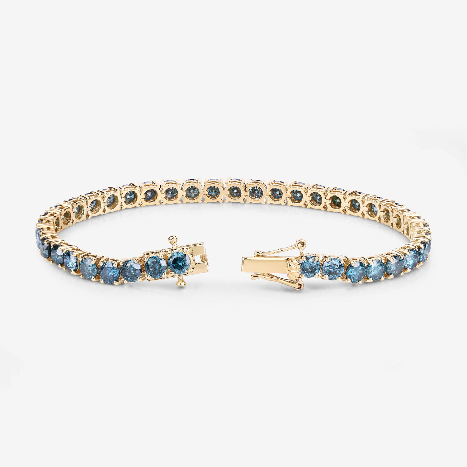 12.95 Carat Genuine Blue Diamond 14K Yellow Gold Bracelet