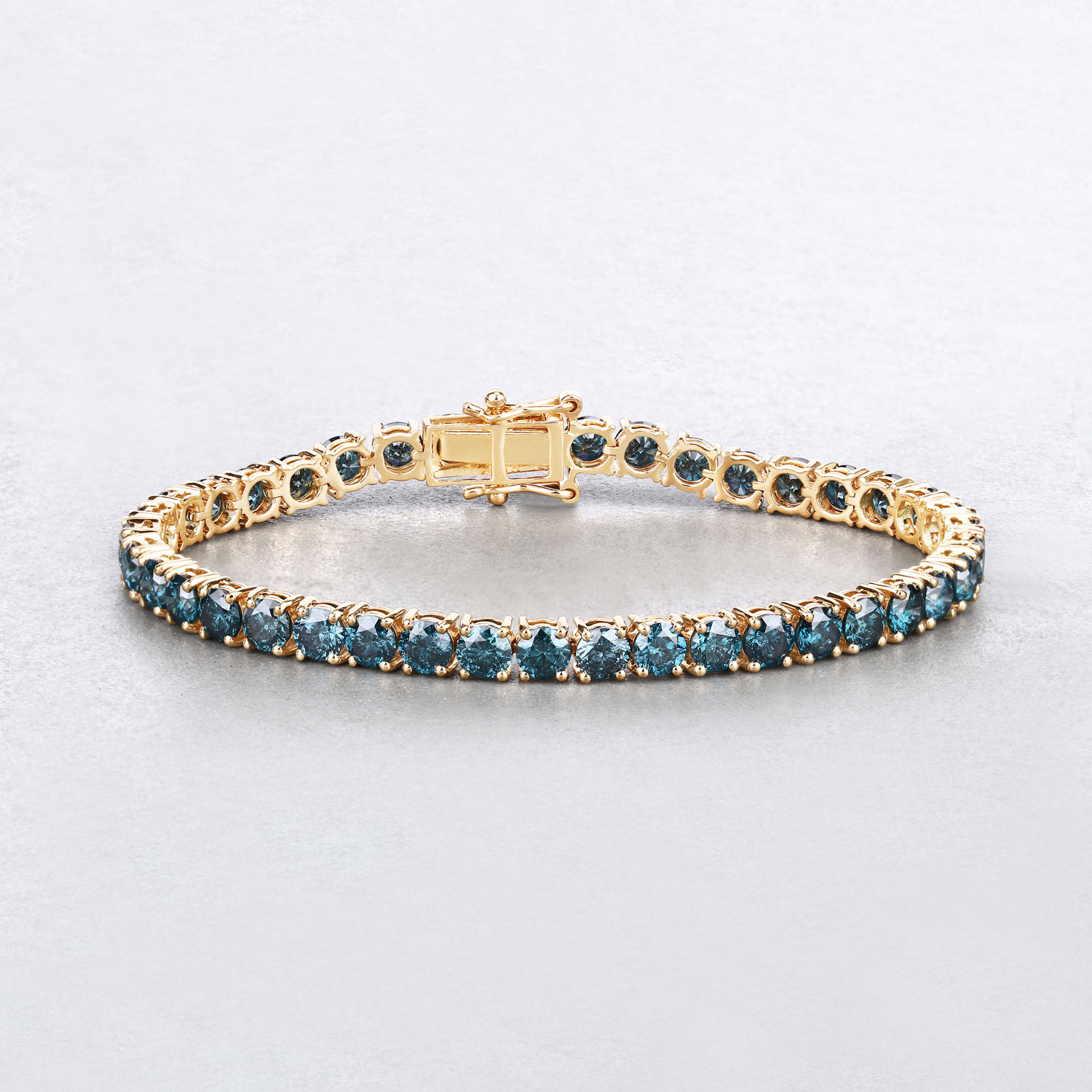 12.95 Carat Genuine Blue Diamond 14K Yellow Gold Bracelet