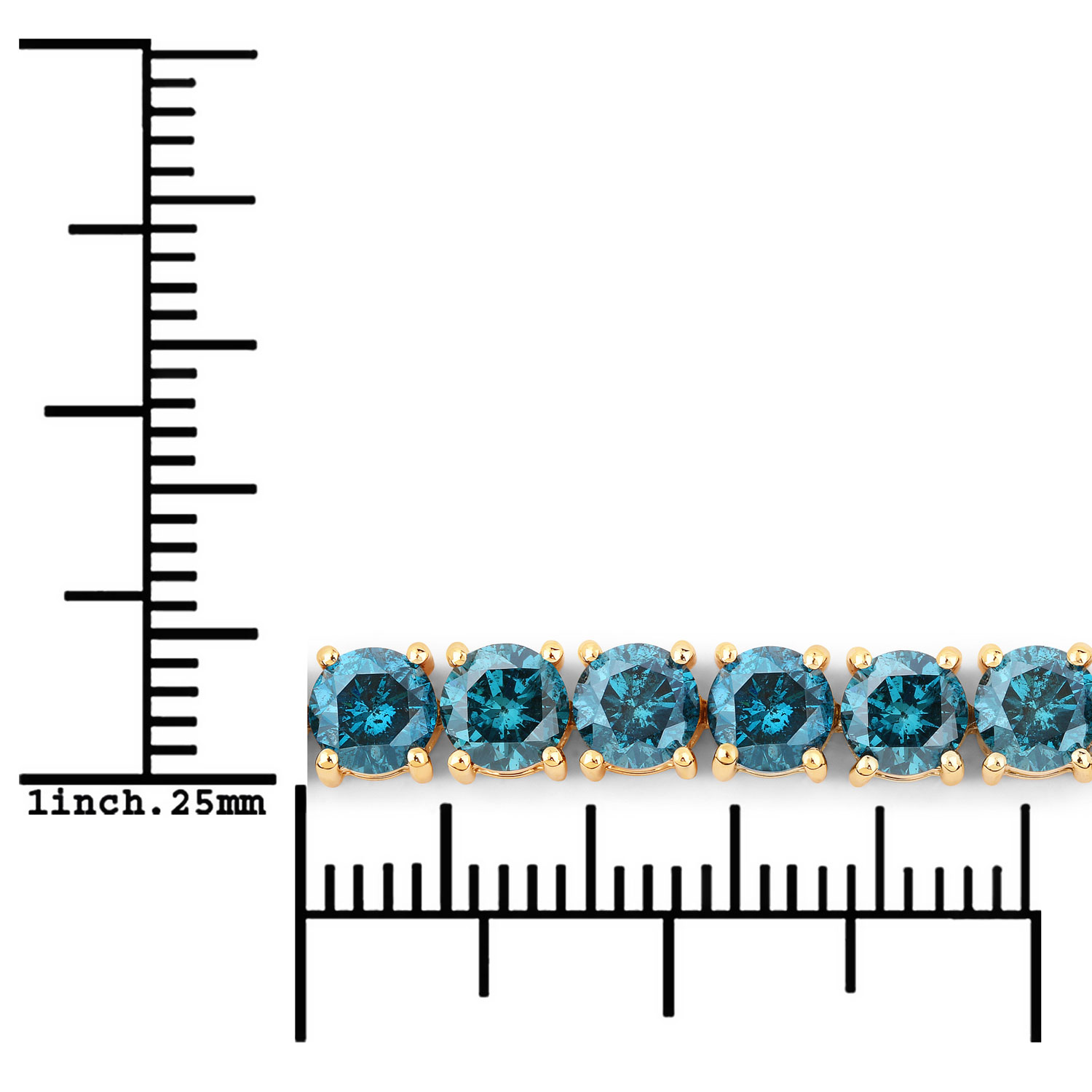 12.95 Carat Genuine Blue Diamond 14K Yellow Gold Bracelet