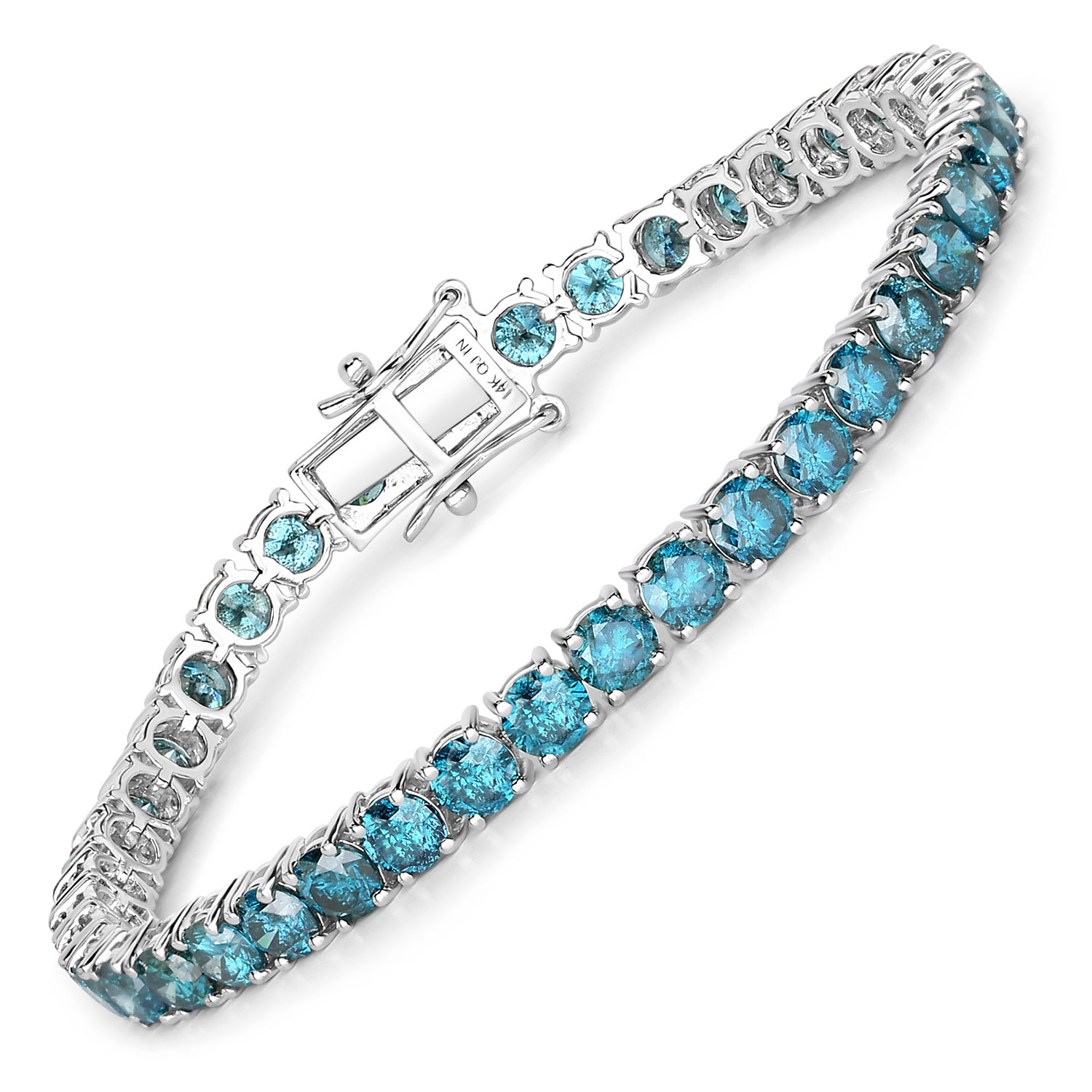 14.33 Carat Genuine Blue Diamond 14K White Gold Bracelet