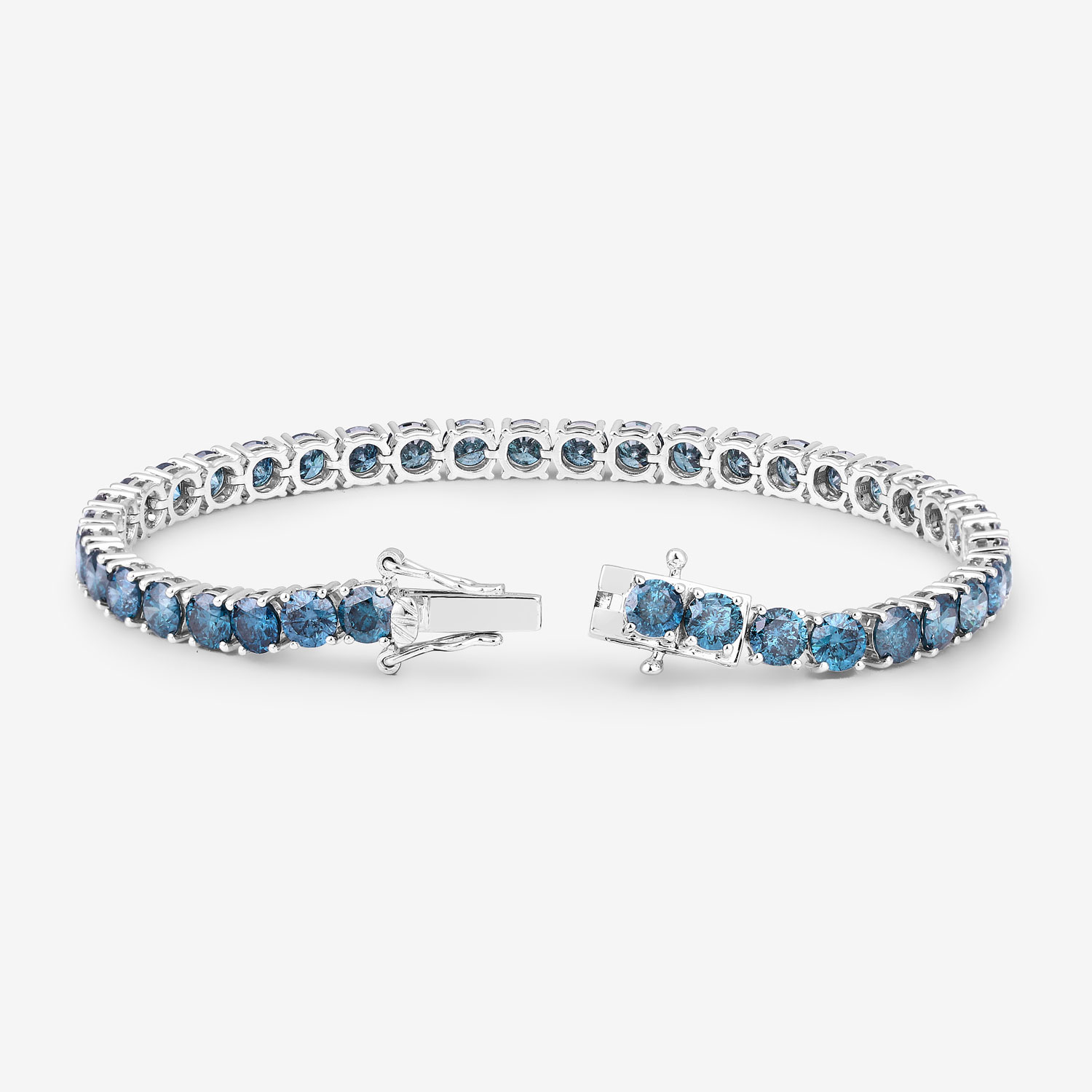 14.33 Carat Genuine Blue Diamond 14K White Gold Bracelet