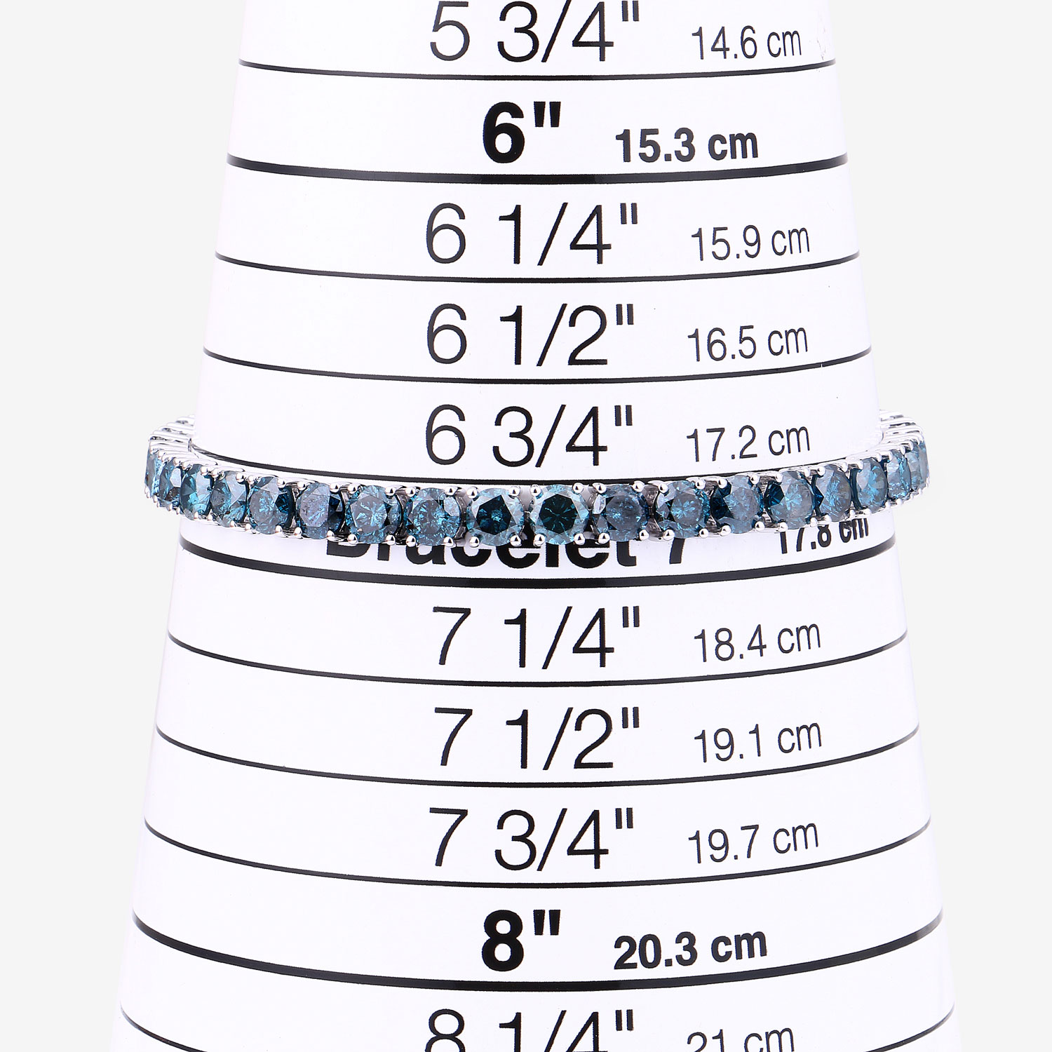 14.33 Carat Genuine Blue Diamond 14K White Gold Bracelet