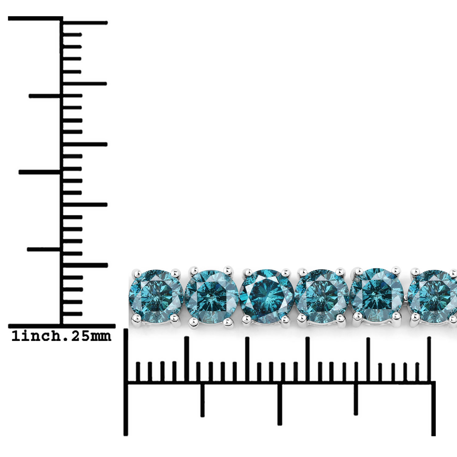14.33 Carat Genuine Blue Diamond 14K White Gold Bracelet
